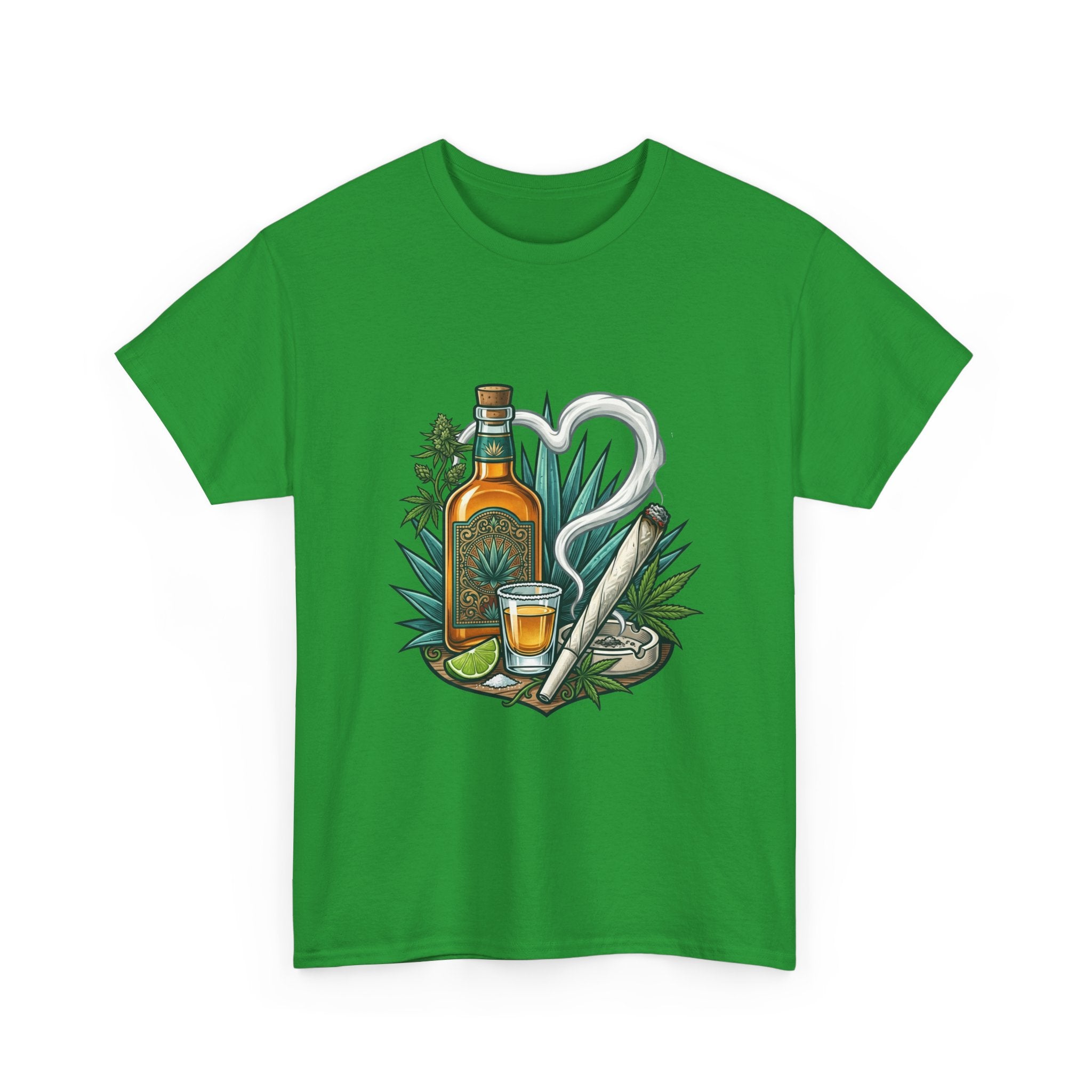 Tequila Bottle & Joint T‑Shirt — Agave Lime Margarita Design