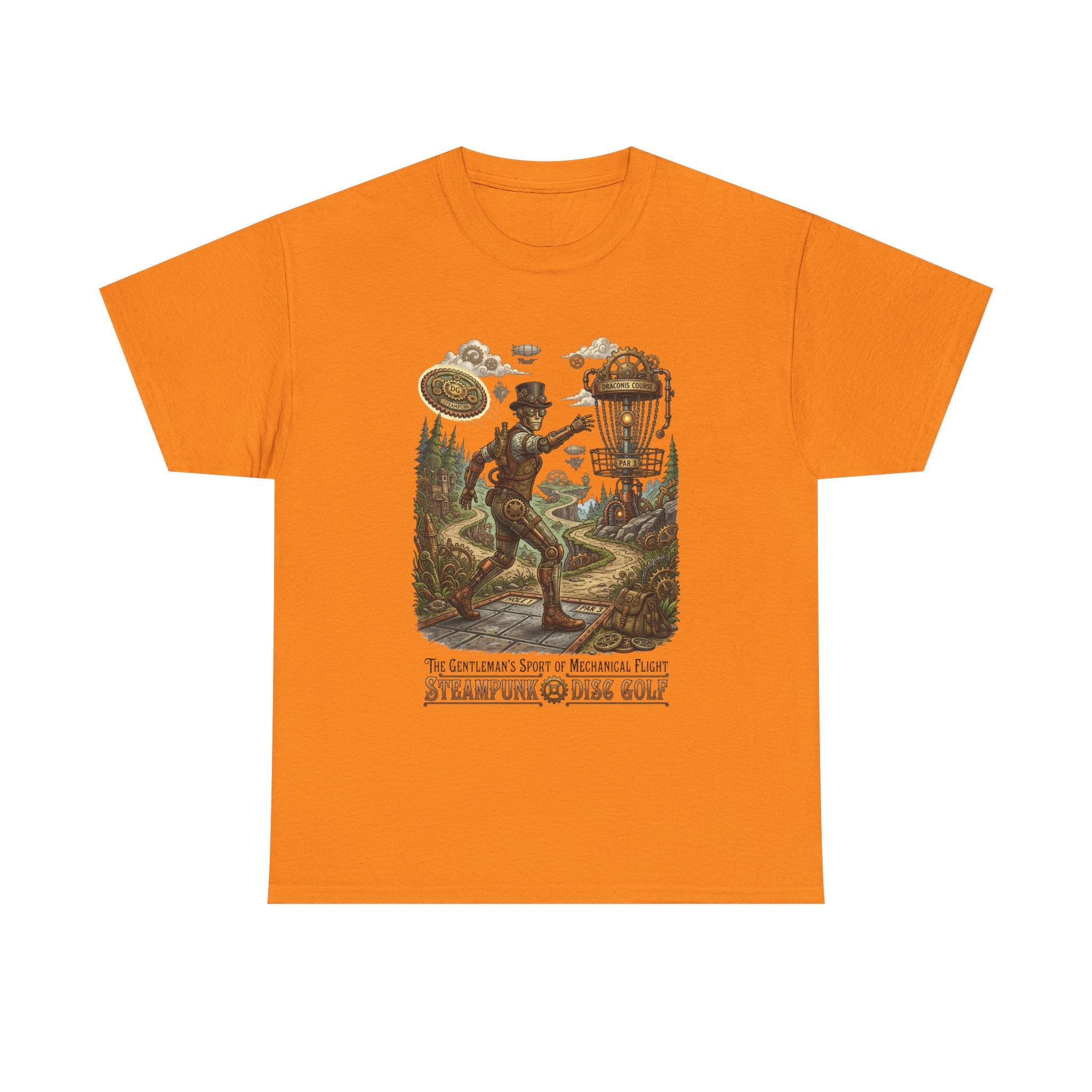 Steampunk Disc Golf T‑Shirt — Vintage Aeronautic Course Graphic Tee