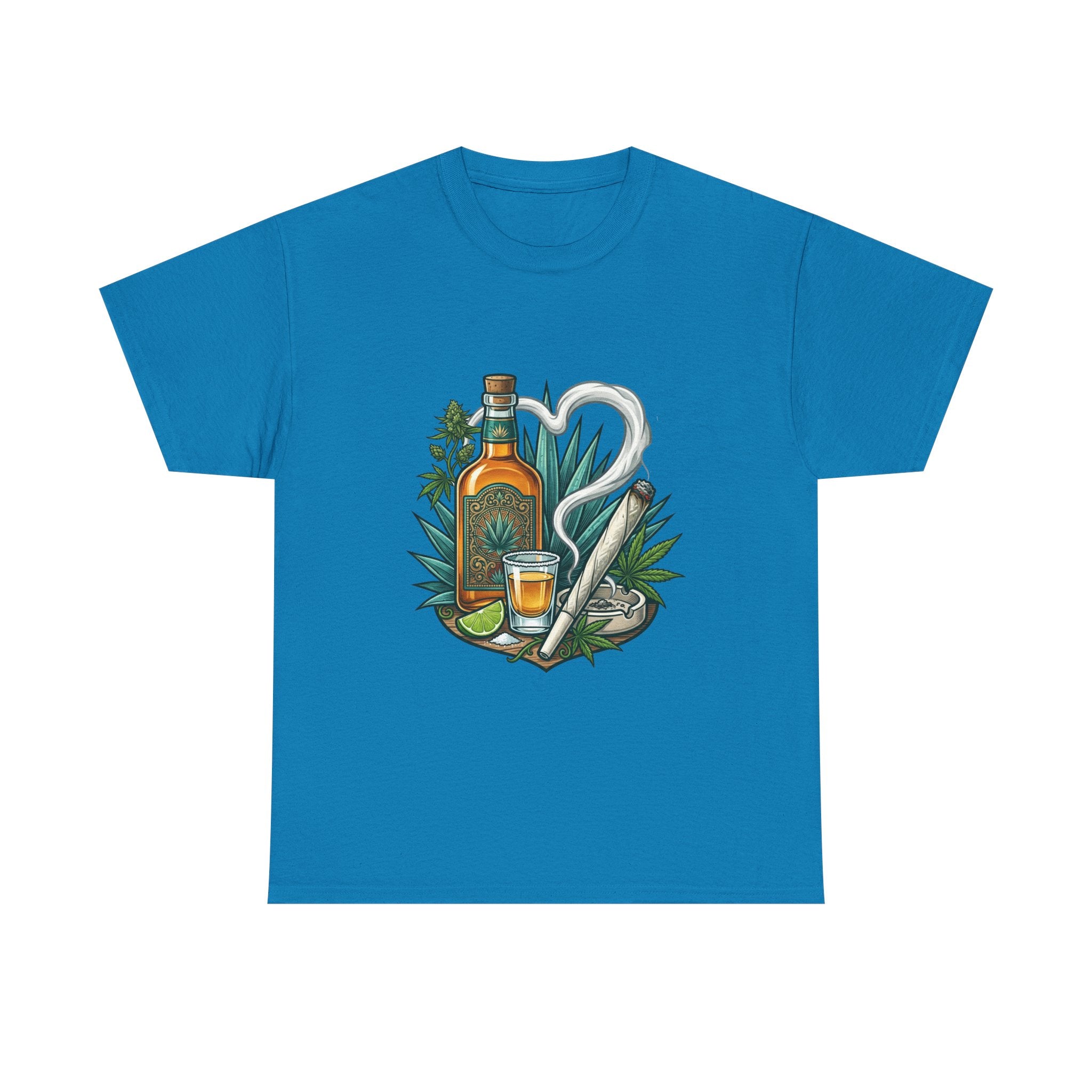 Tequila Bottle & Joint T‑Shirt — Agave Lime Margarita Design
