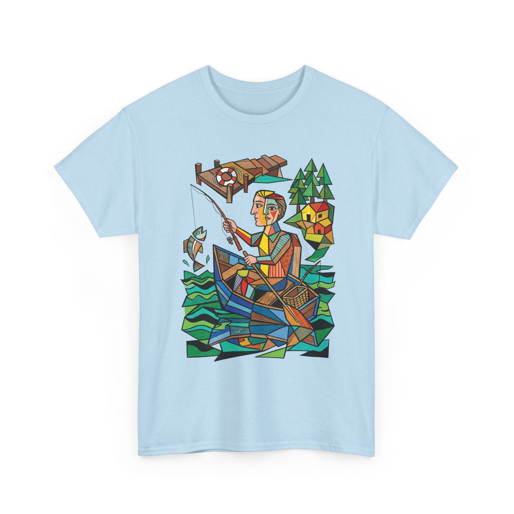 Fishing Canoe T-Shirt — Colorful Stained-Glass Angler Graphic Tee
