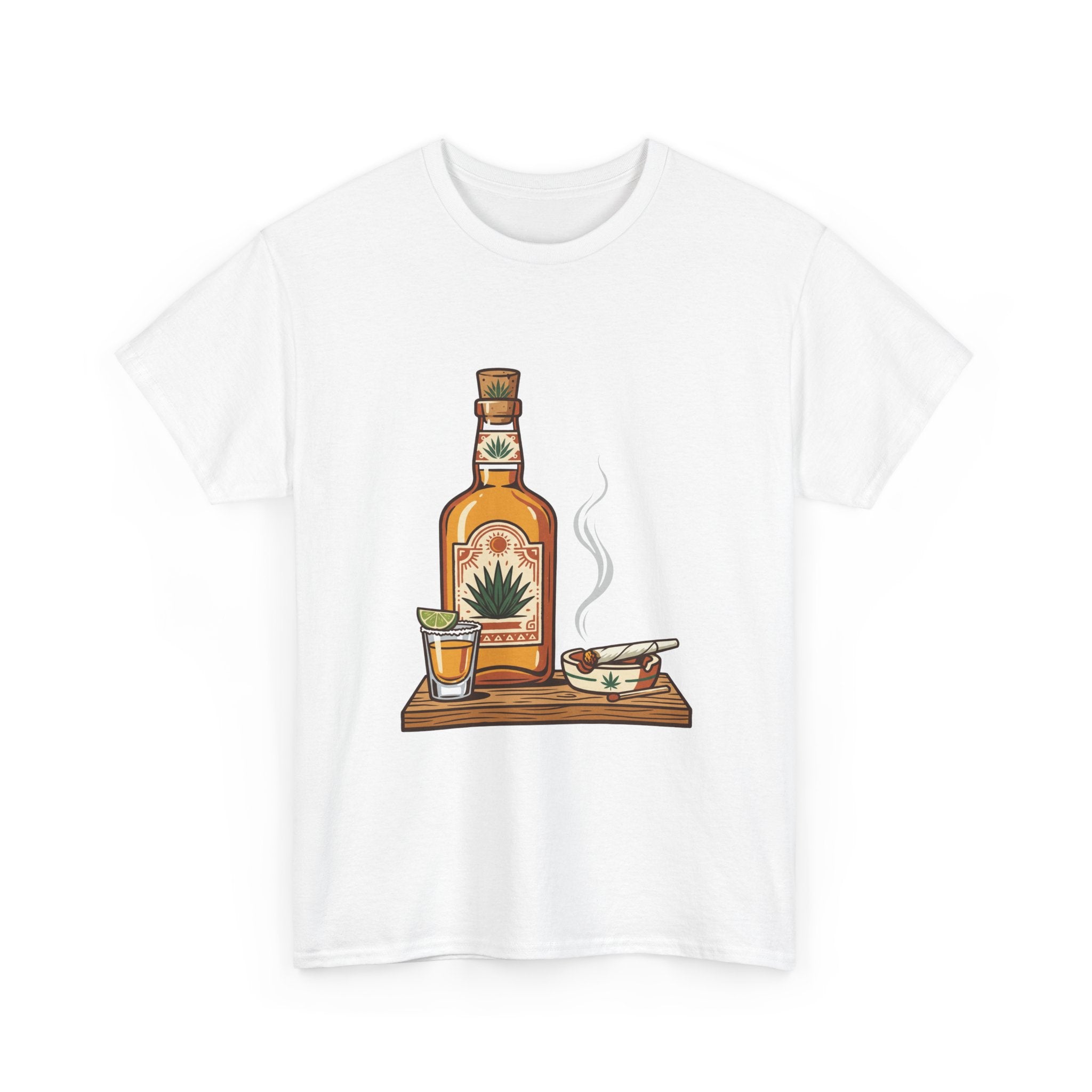 Tequila & A joint Tee — Bottle, Shot Glass & joint Graphic Shirt