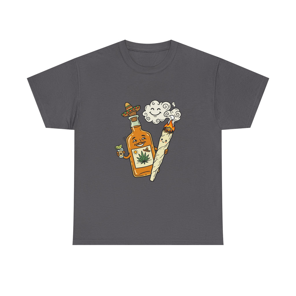 Cannabis & Tequila Tee — Funny Joint and Bottle Graphic T-Shirt
