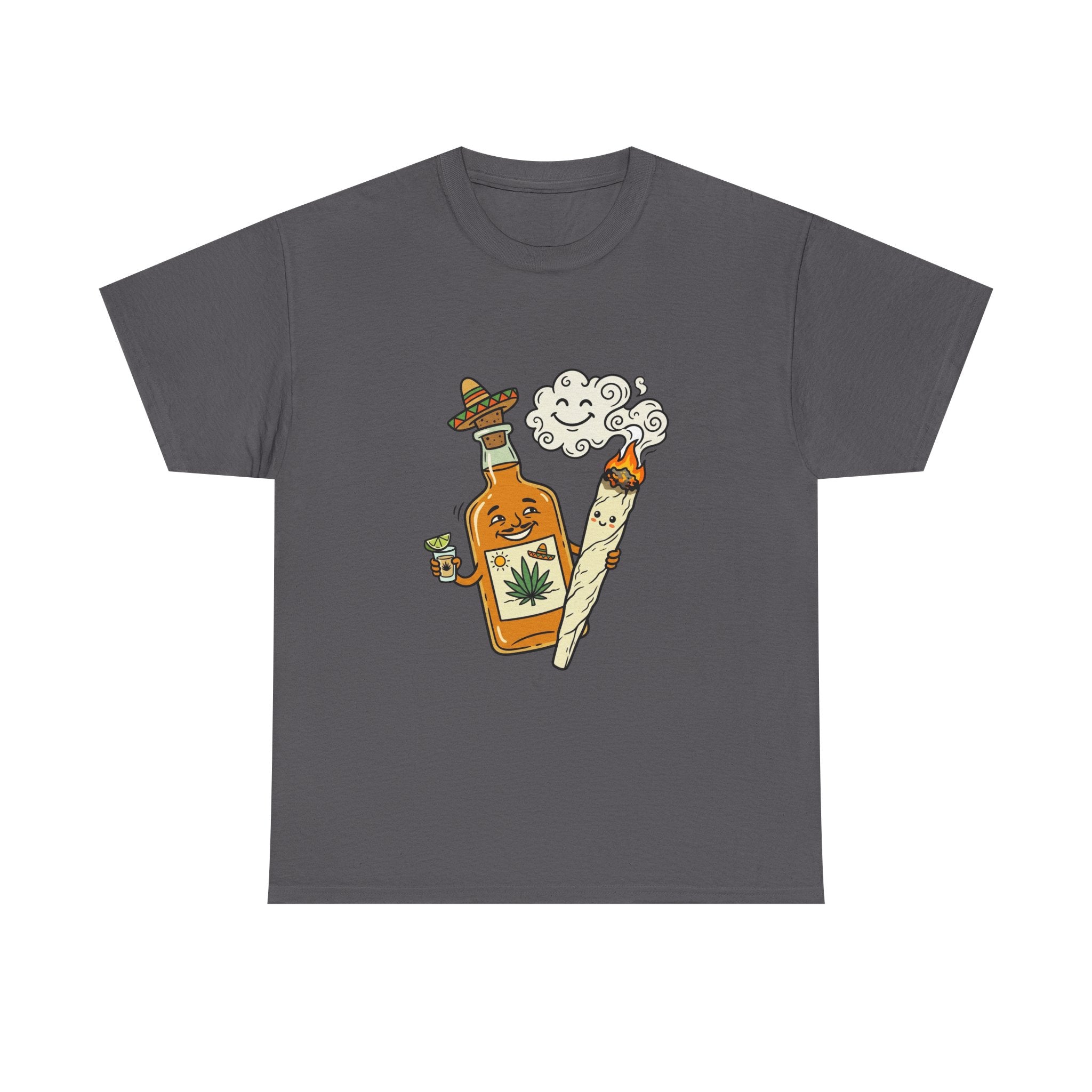 Cannabis & Tequila Tee — Funny Joint and Bottle Graphic T-Shirt