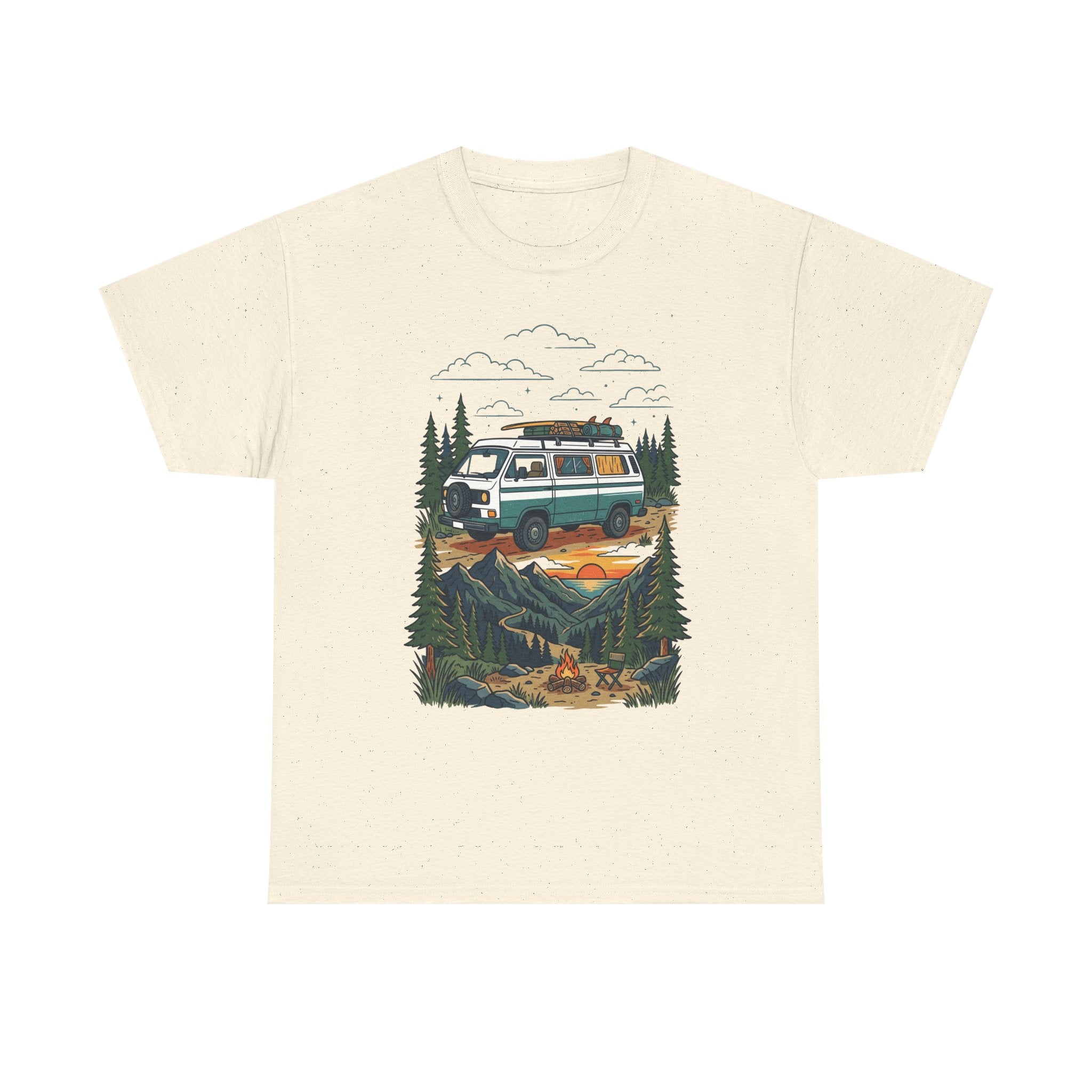 Camper Van Adventure Tee — Retro Van Camping Graphic T-Shirt