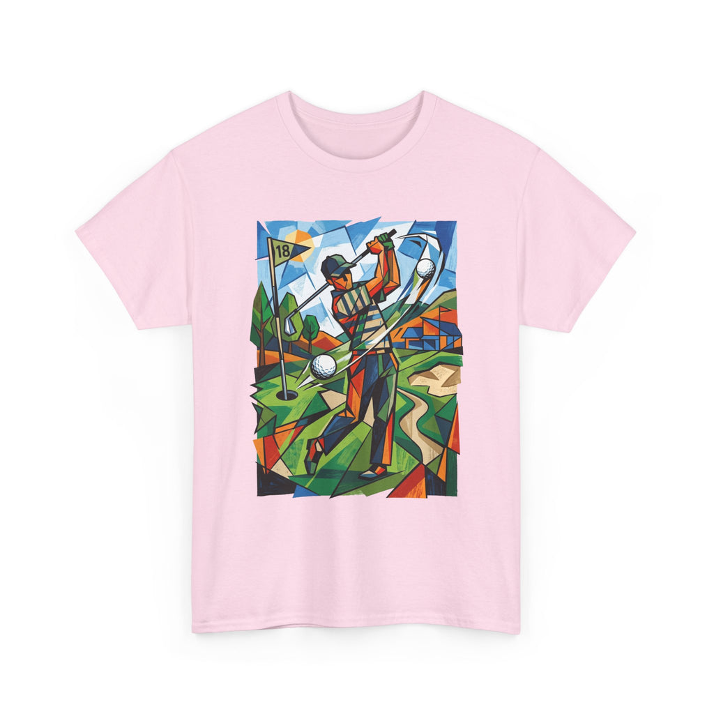 Golf Swing Art T-Shirt — Colorful Cubist Golfer Graphic Tee