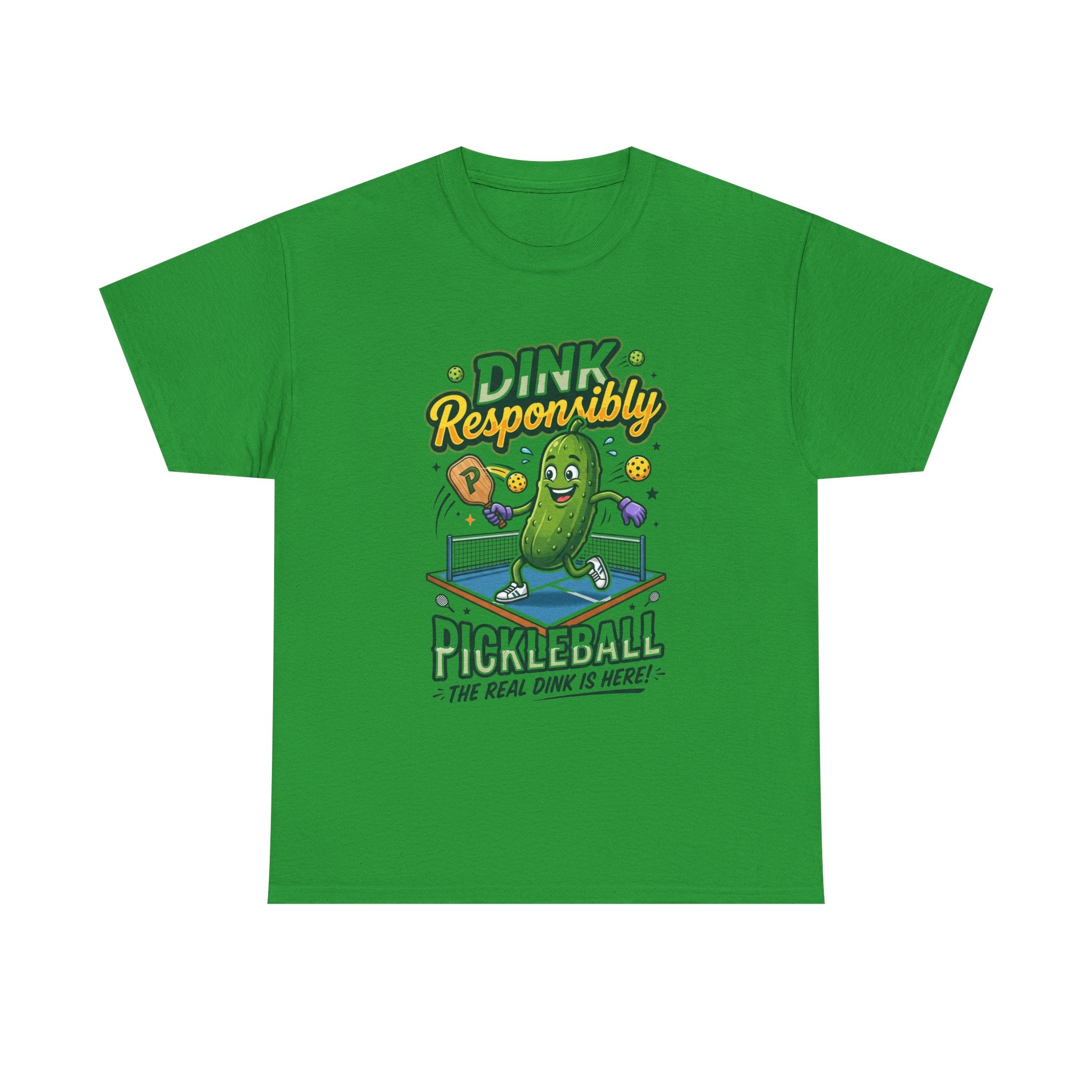 Pickleball T-Shirt — "Dink Responsibly" Funny Pickle Cartoon Tee