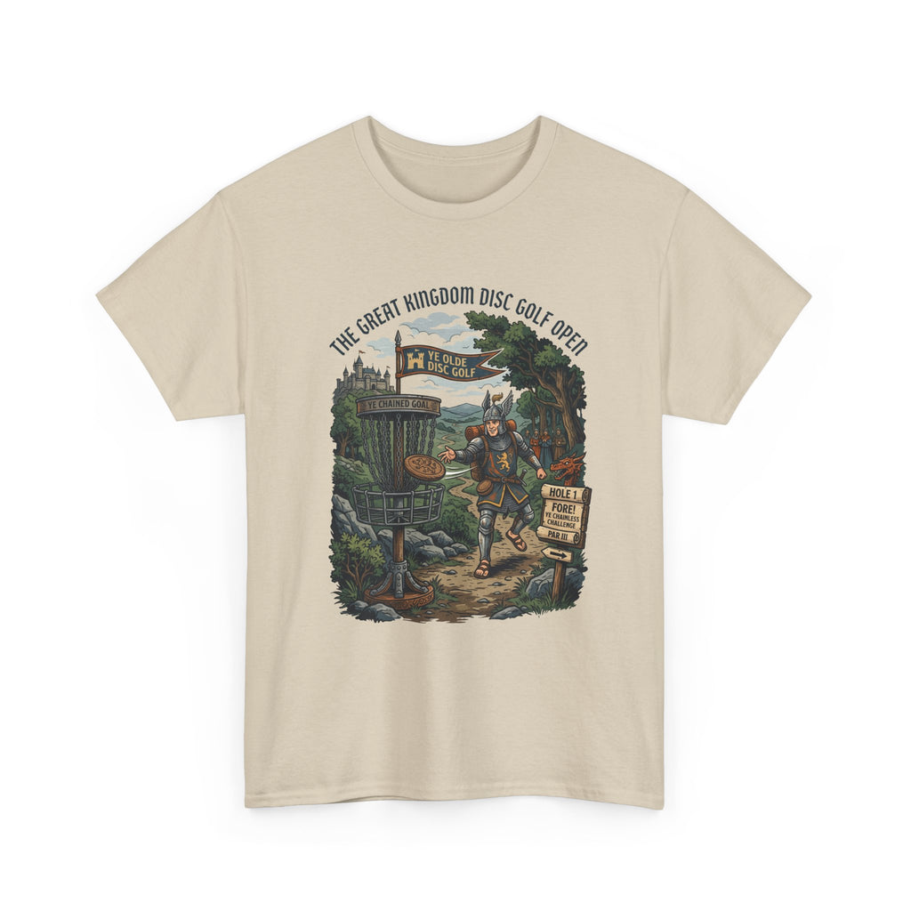 Medieval Disc Golf Adventure Tee — "The Great Kingdom Disc Golf Open" Graphic Shirt
