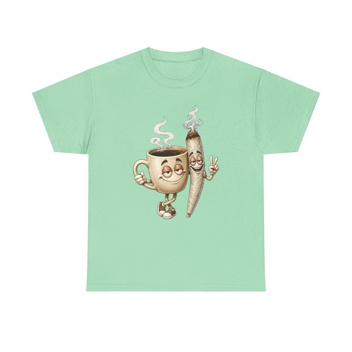 1 Coffee & Joint Funny Tee — Cute Smiling Coffee Cup and Joint Graphic Shirt