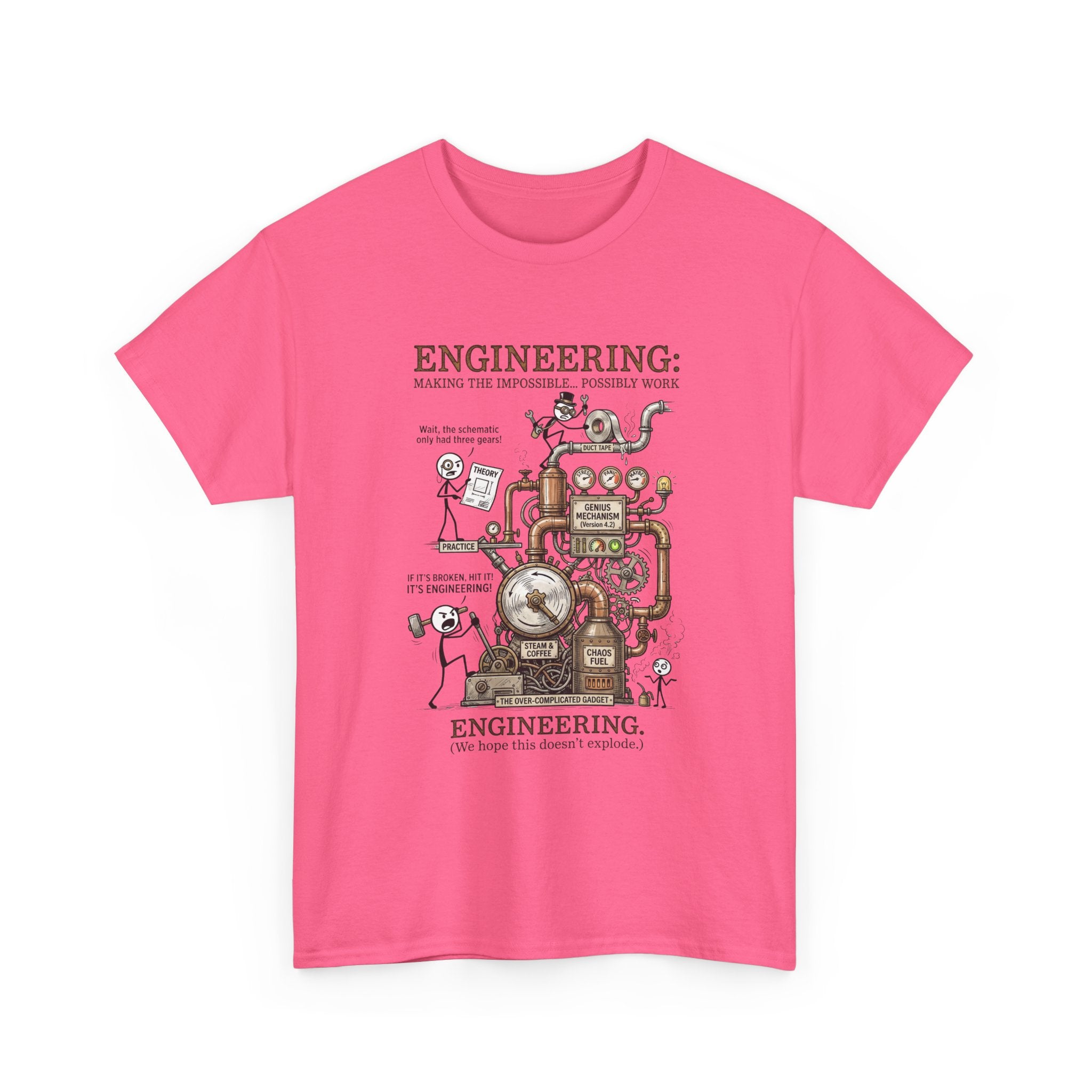 Steampunk Engineering Diagram T-Shirt — Vintage Machine Blueprint Tee for Engineers