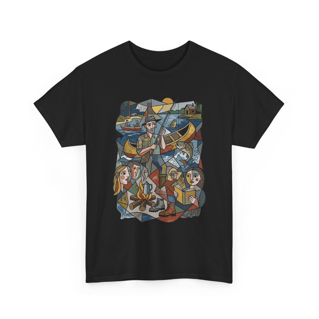 T-Shirt — Nautical Folk Art Crew: Illustrated Sailing, Fishing & Harbor Scene