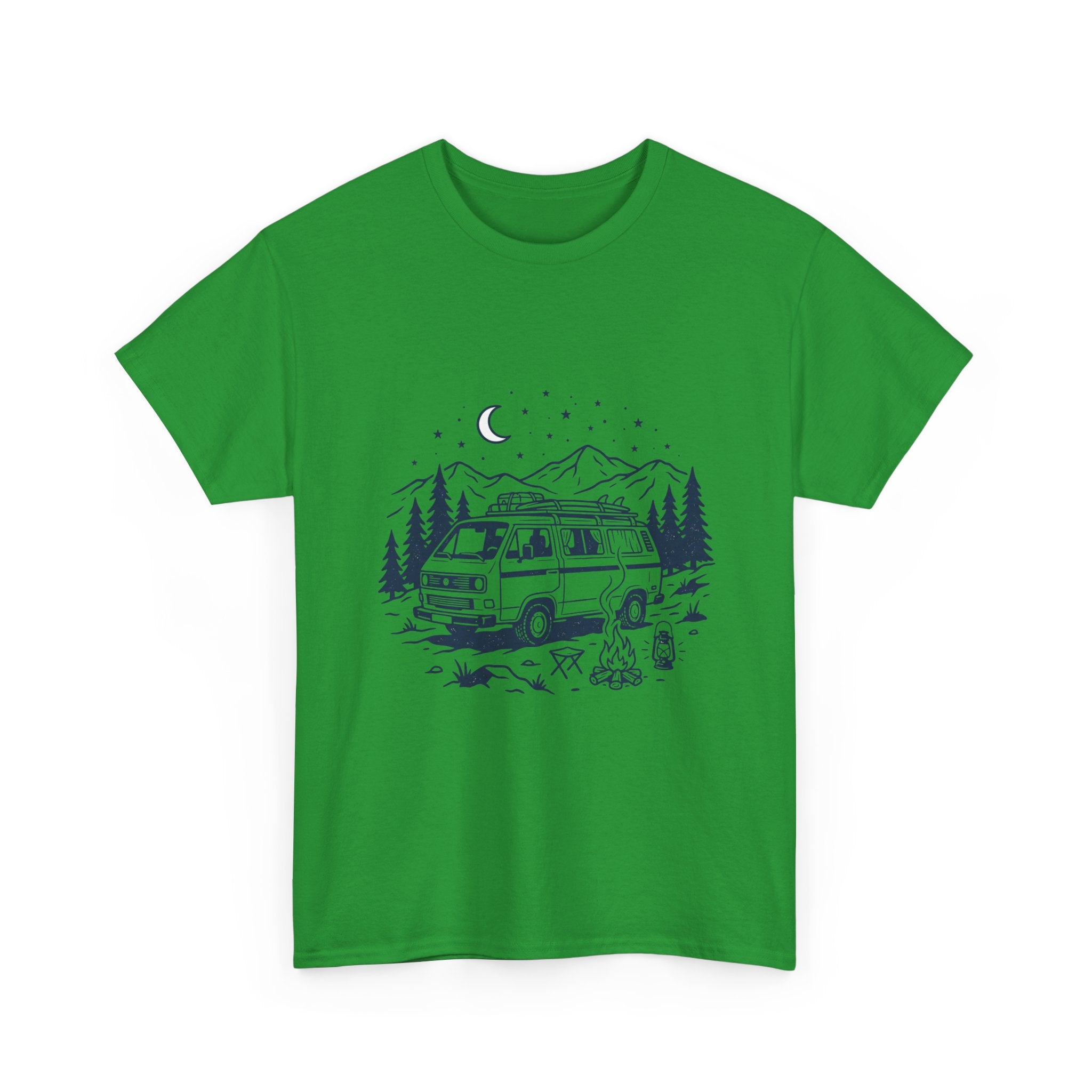 Camping Van Tee – Moonlit Mountain Adventure Graphic T-Shirt