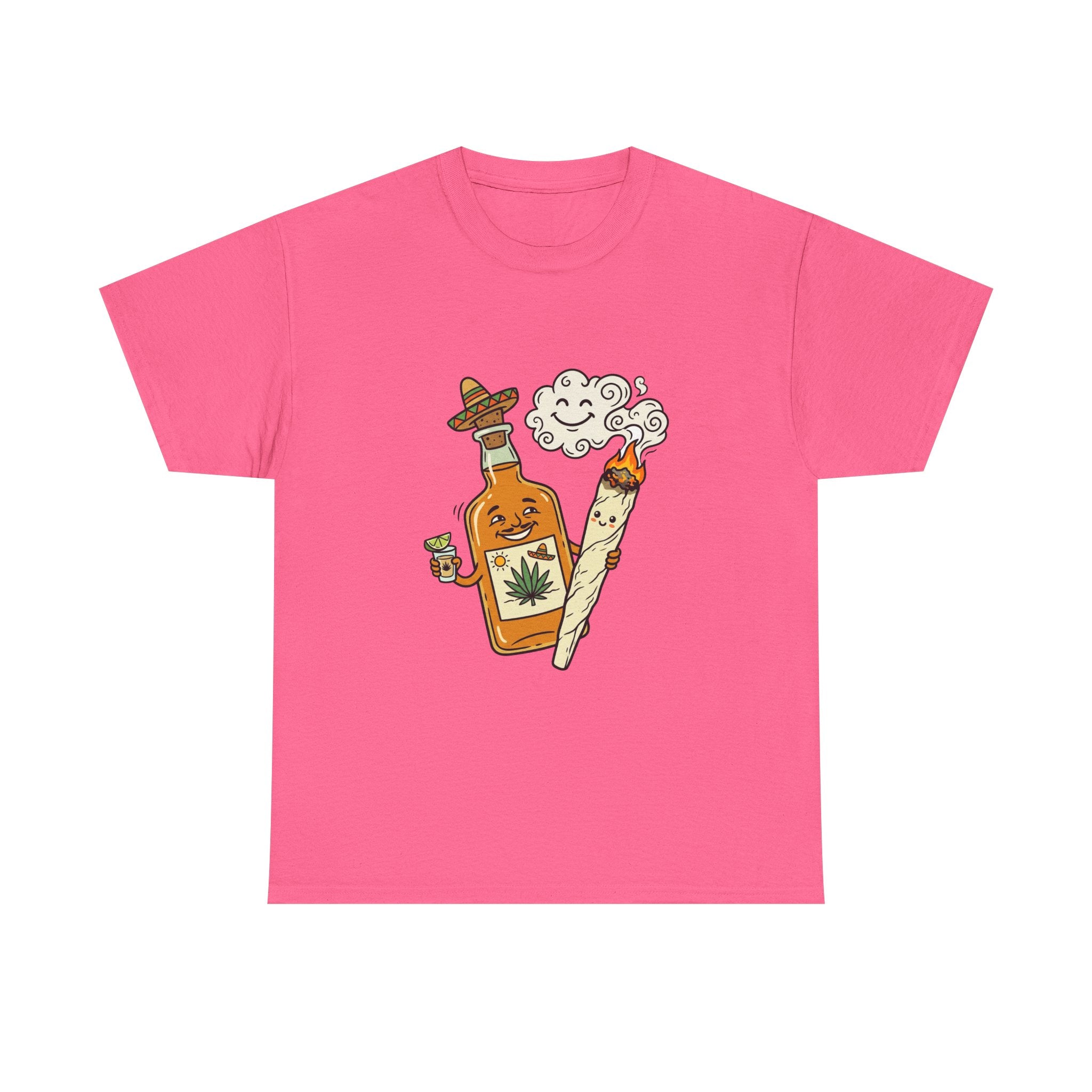 Cannabis & Tequila Tee — Funny Joint and Bottle Graphic T-Shirt
