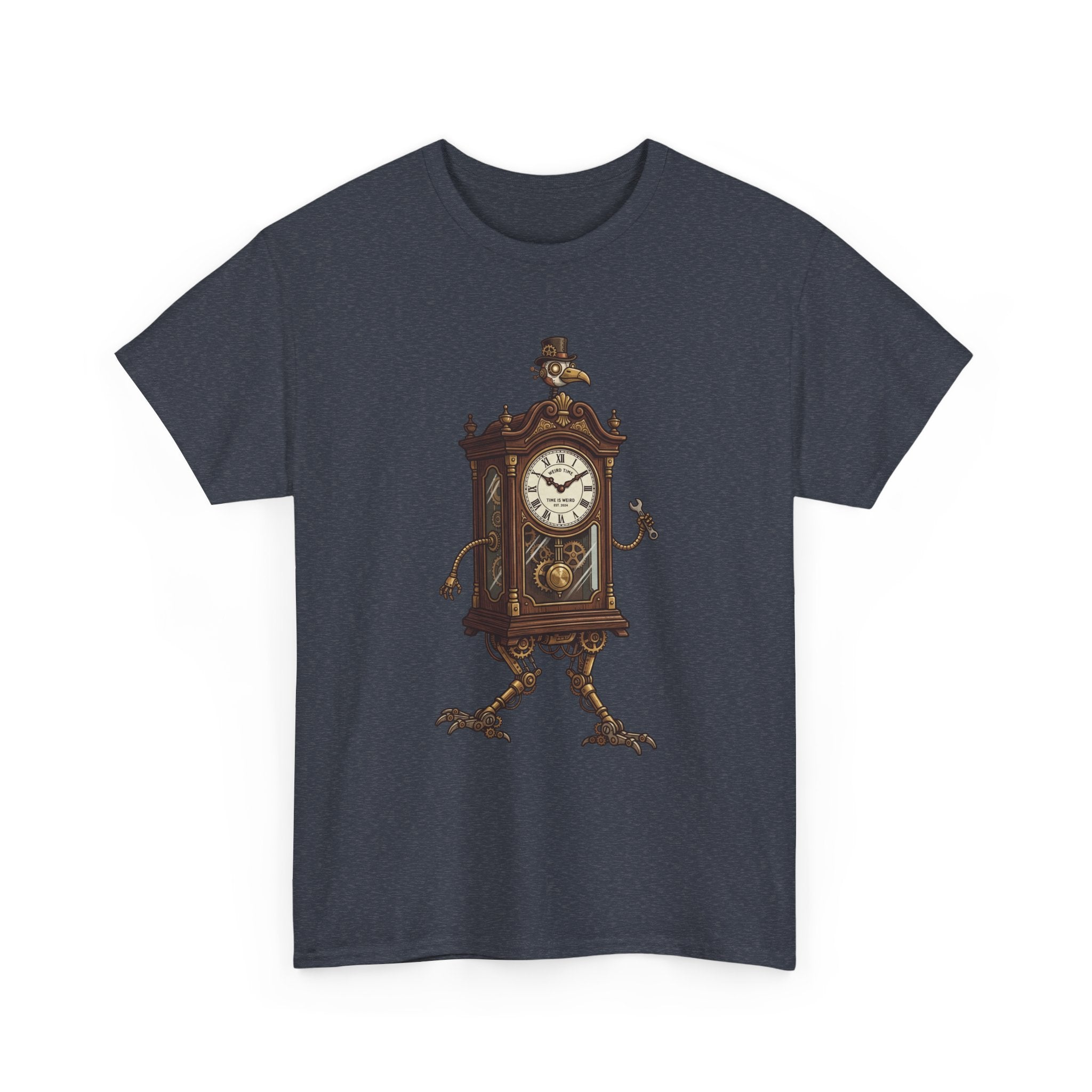 Clockwork Grandfather Tee — Vintage Walking Clock Graphic T-Shirt
