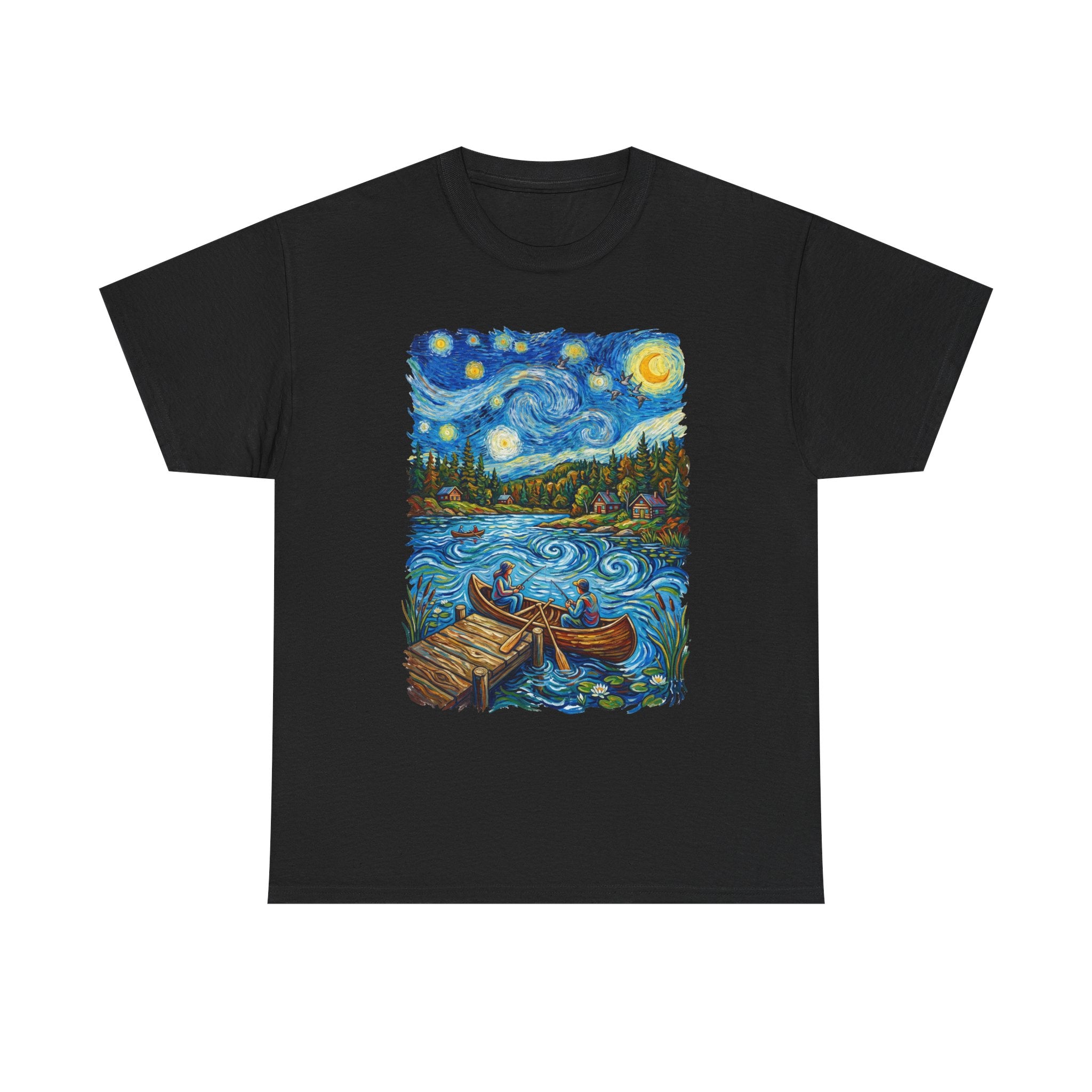 Starry Night Lake T-Shirt — Canoe Dock Scenic Tee