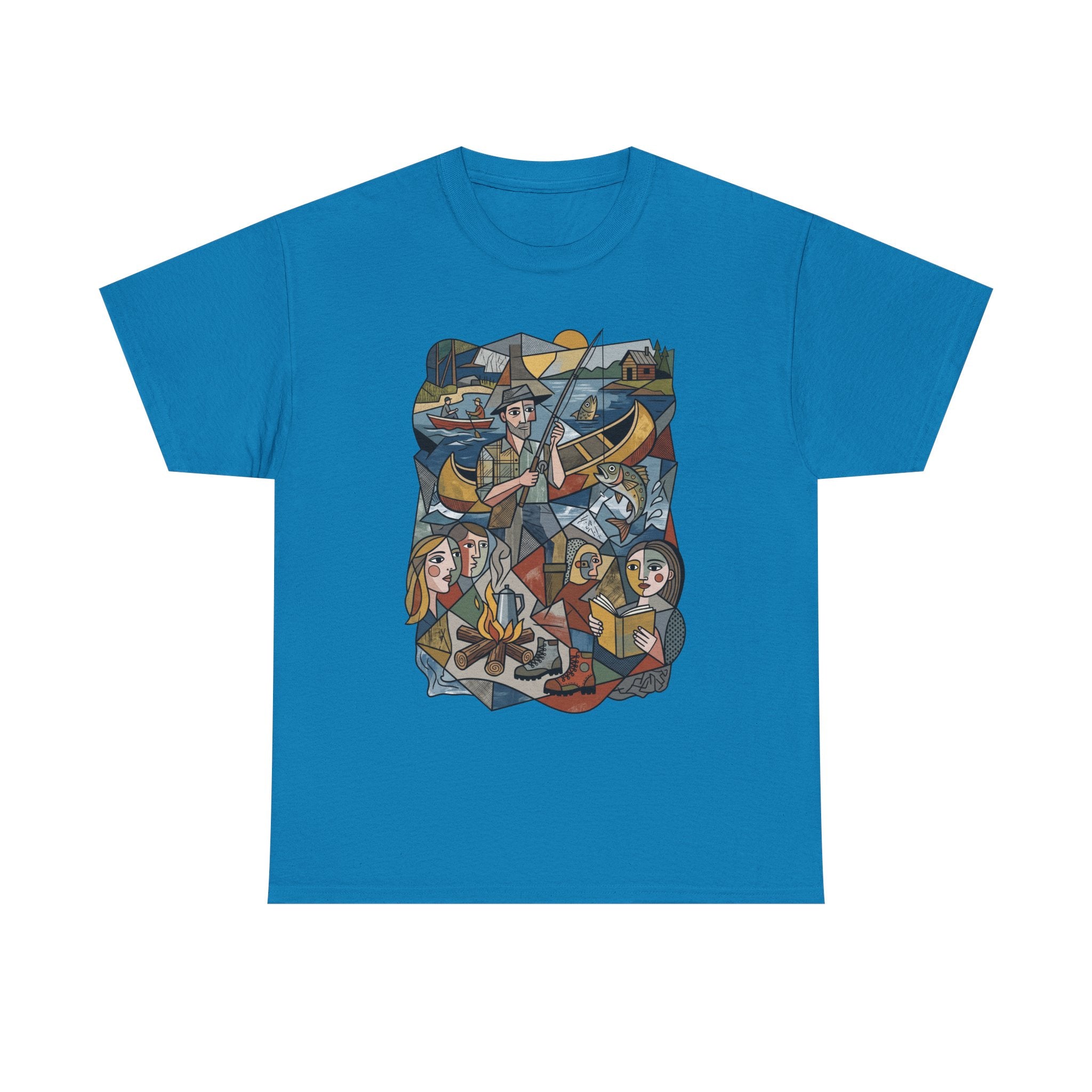 T-Shirt — Nautical Folk Art Crew: Illustrated Sailing, Fishing & Harbor Scene