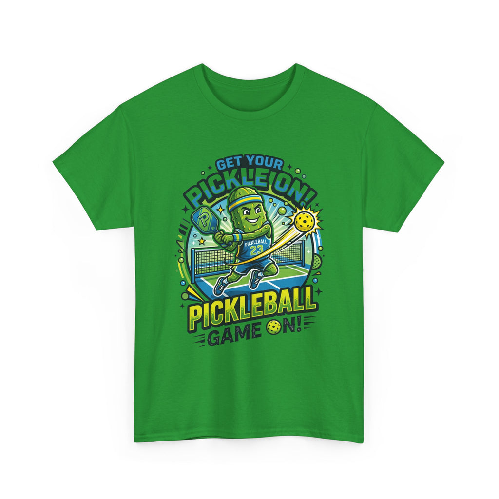 Pickleball Tee - "Get Your Pickle On!" Fun Pickle Character Game On Shirt