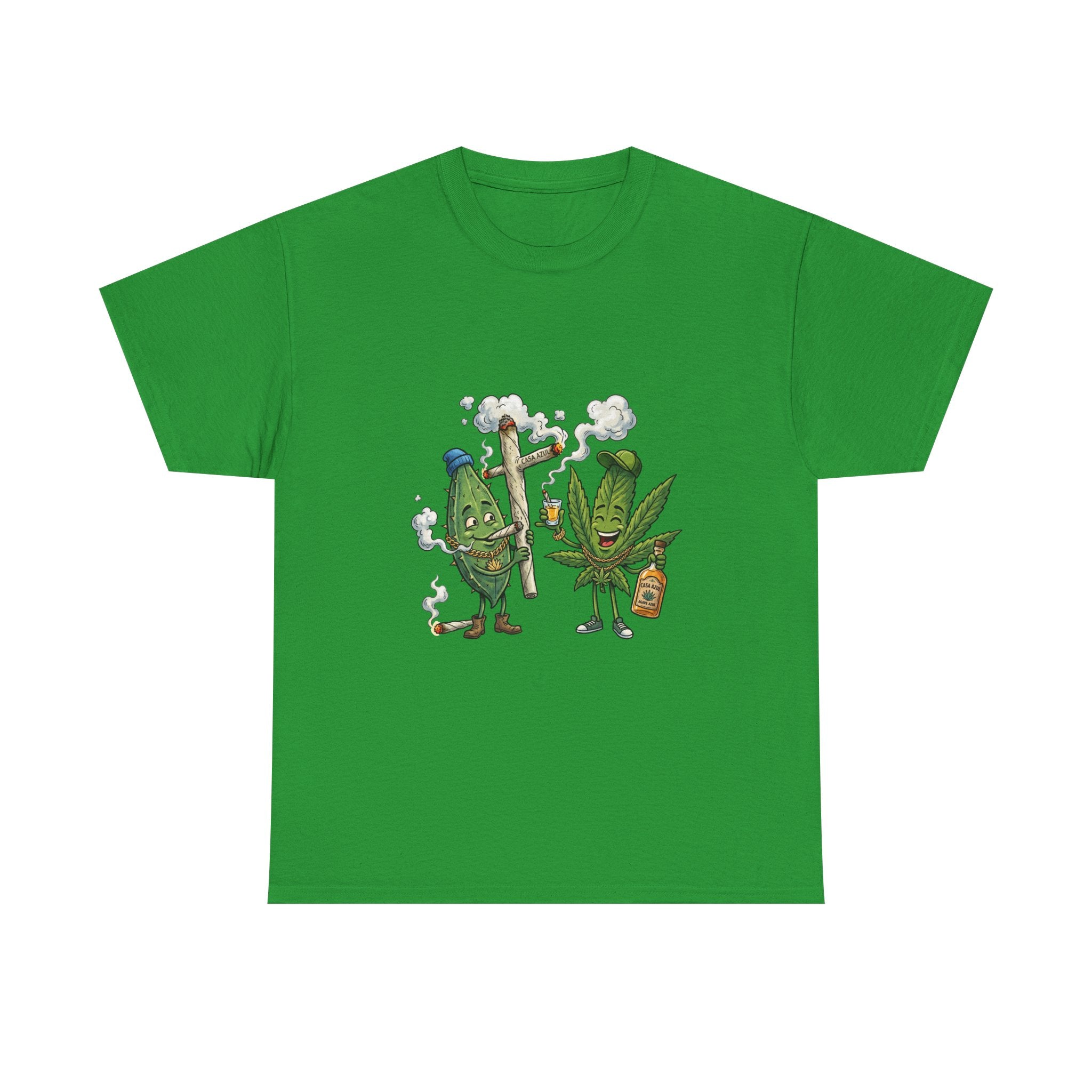 1 Tequila & Cannabis Buds Cartoon Tee — Funny Smoking Weed Plant Graphic T-Shirt
