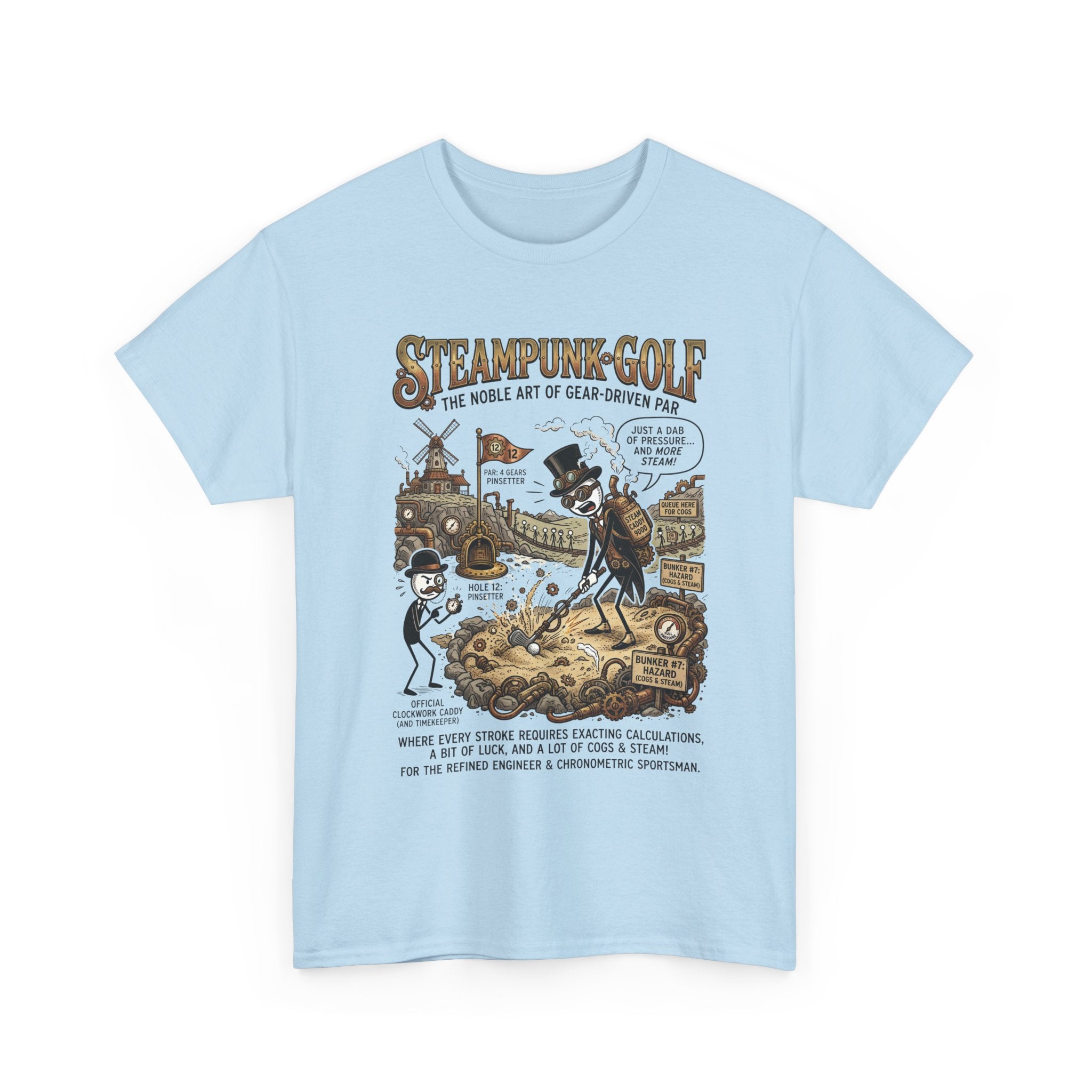 Steampunk Golf T-Shirt — Vintage Mechanical Golfers Graphic Tee