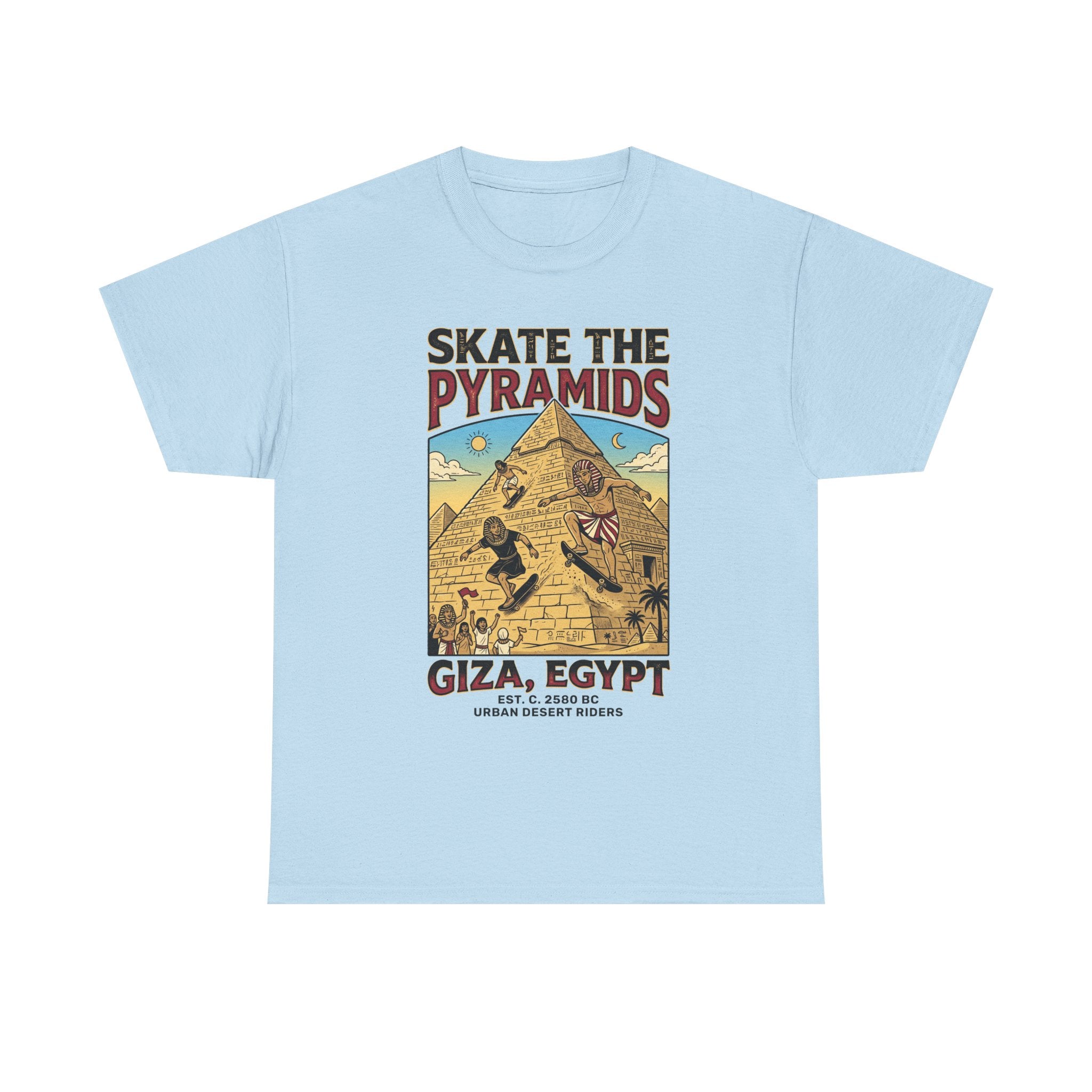Skate The Pyramids Tee — Giza Egypt Skateboarding Graphic T-Shirt