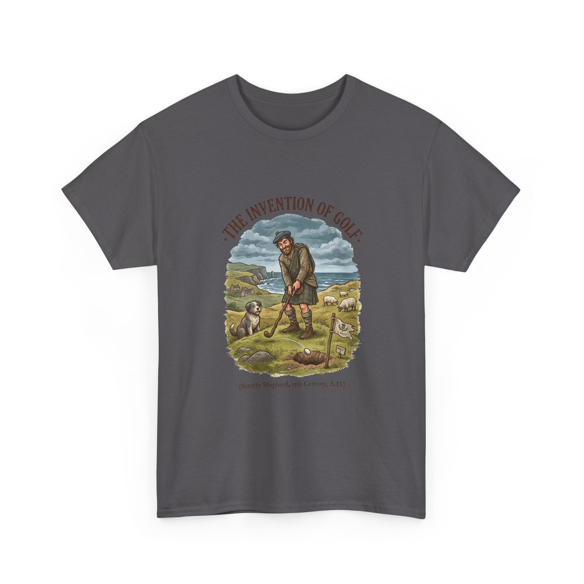 The Invention of Golf T-Shirt — Vintage Golfer Illustration Tee