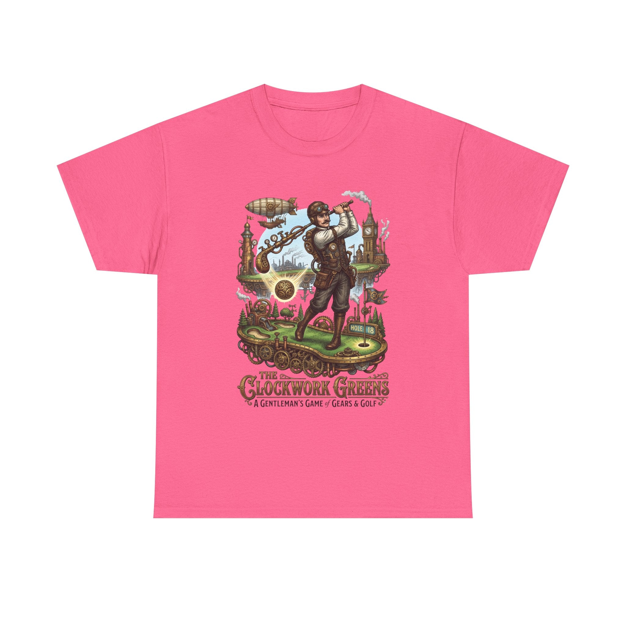 Golf Steampunk T-Shirt — "The Clockwork Greens" Vintage Golfing Design