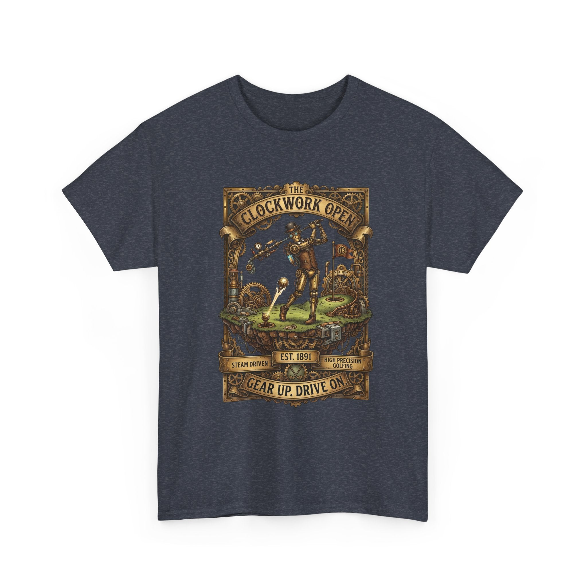 Steampunk Golf Tee — Vintage Mechanical Tin Man Graphic T-Shirt
