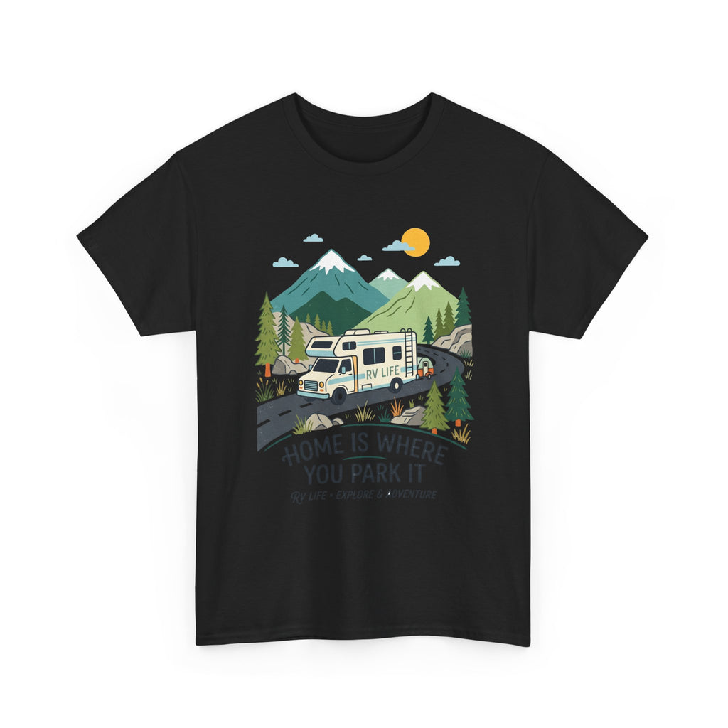RV Camping T‑Shirt — "Home Is Where You Park It" Mountain Camper Tee