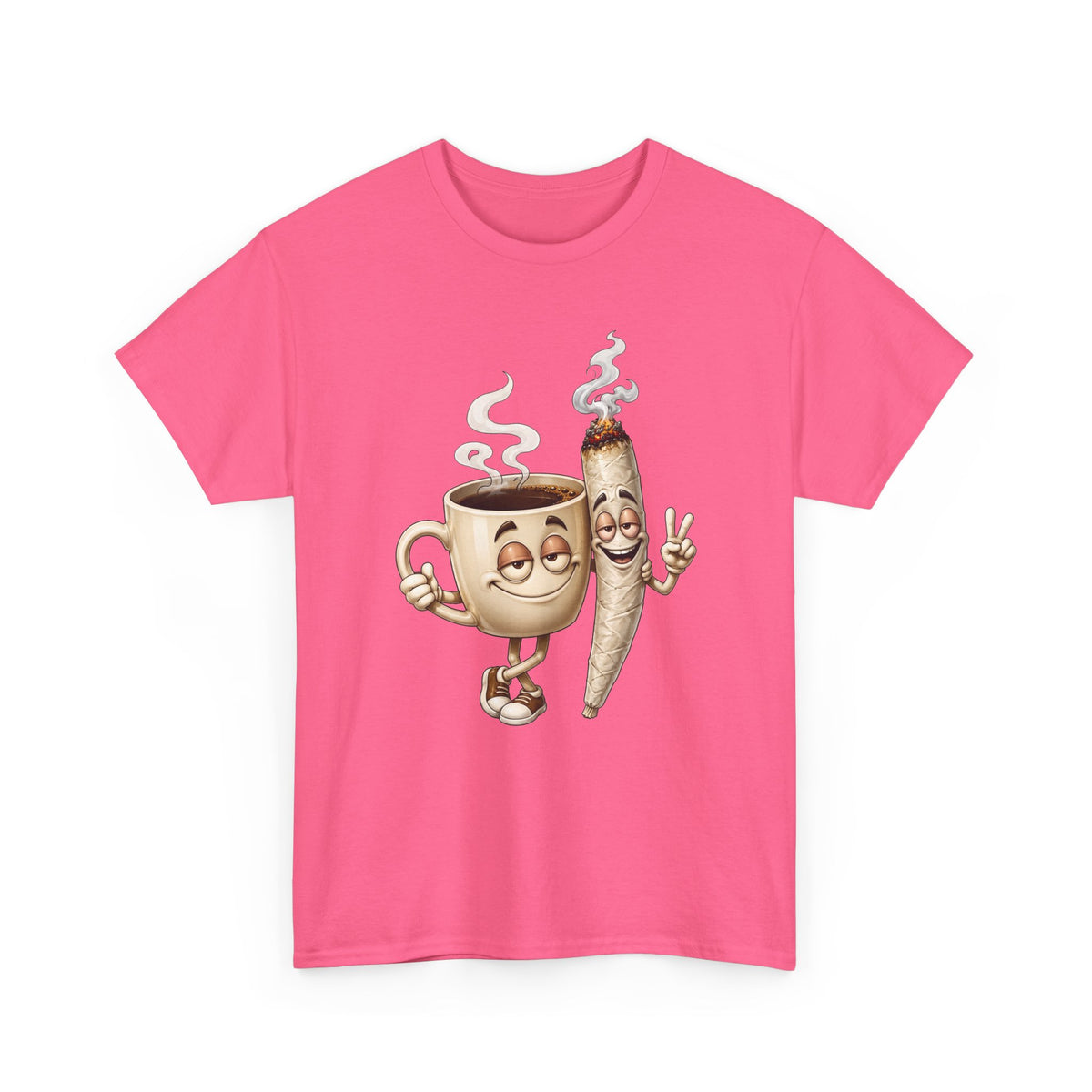 1 Coffee & Joint Funny Tee — Cute Smiling Coffee Cup and Joint Graphic Shirt