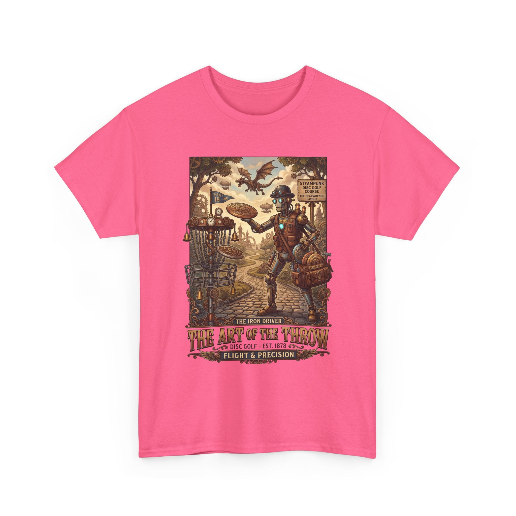 Steampunk Disc Golf T-Shirt — "The Art of the Throw" Vintage Disc Golfer Graphic Tee