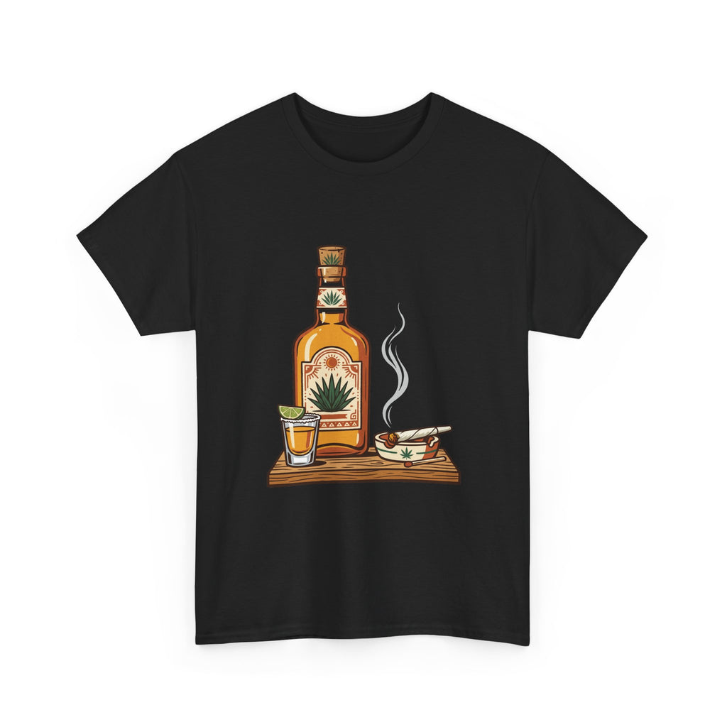 Tequila & A joint Tee — Bottle, Shot Glass & joint Graphic Shirt