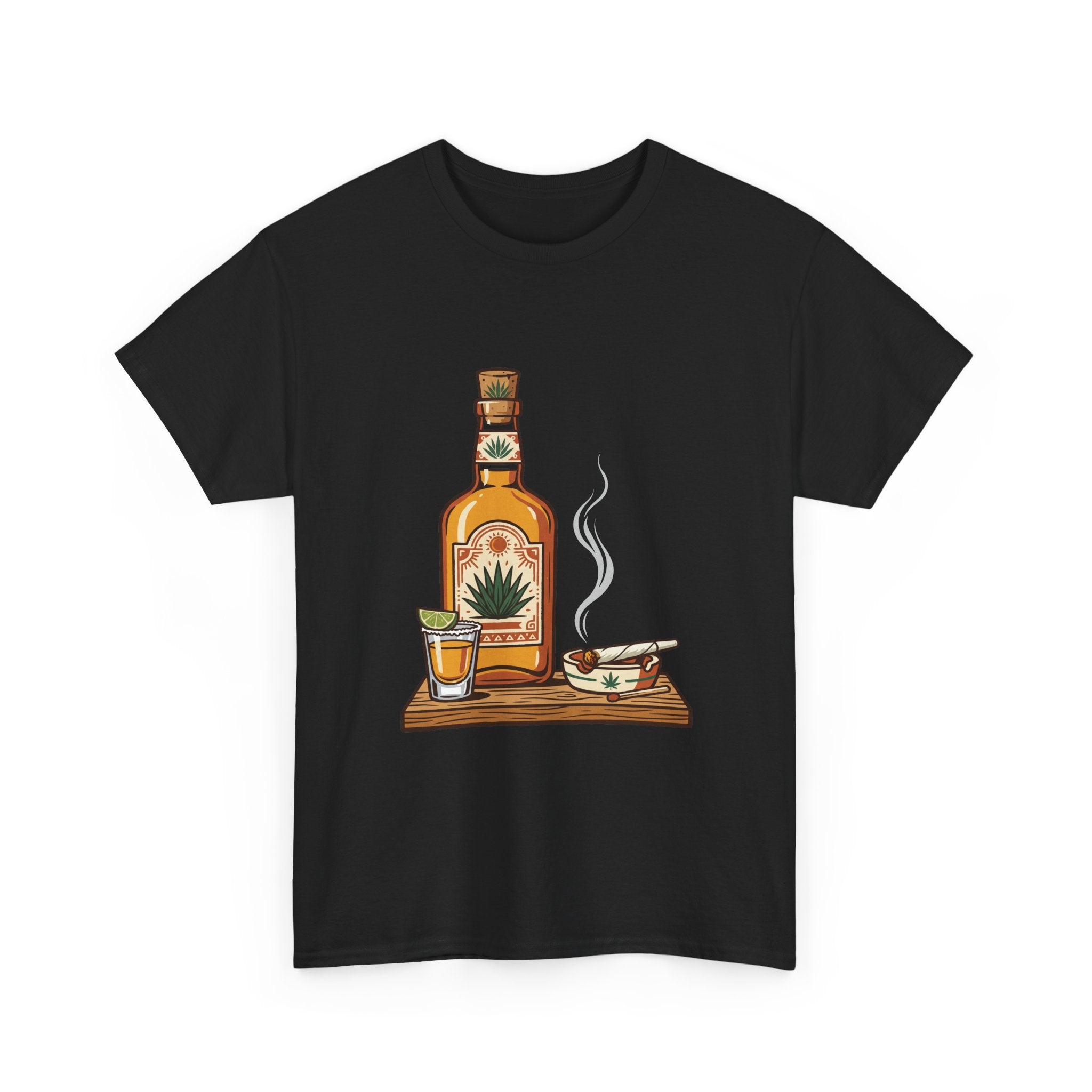 Tequila & A joint Tee — Bottle, Shot Glass & joint Graphic Shirt