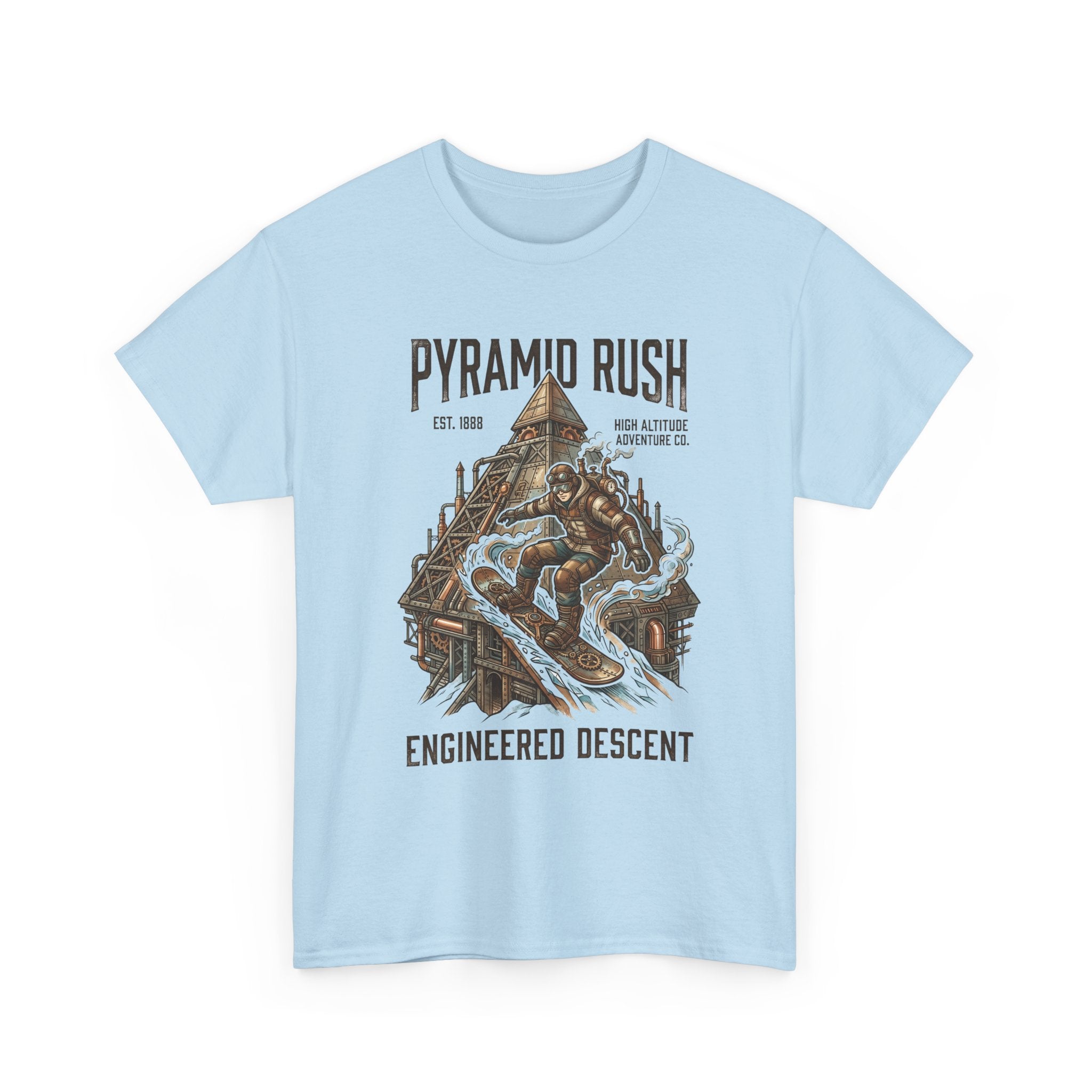 Steampunk Snowboard Pyramid Adventure T-Shirt — Fantasy Explorer Graphic Tee