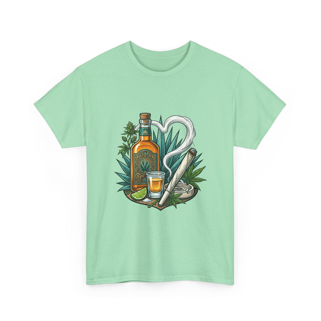 Tequila Bottle & Joint T‑Shirt — Agave Lime Margarita Design