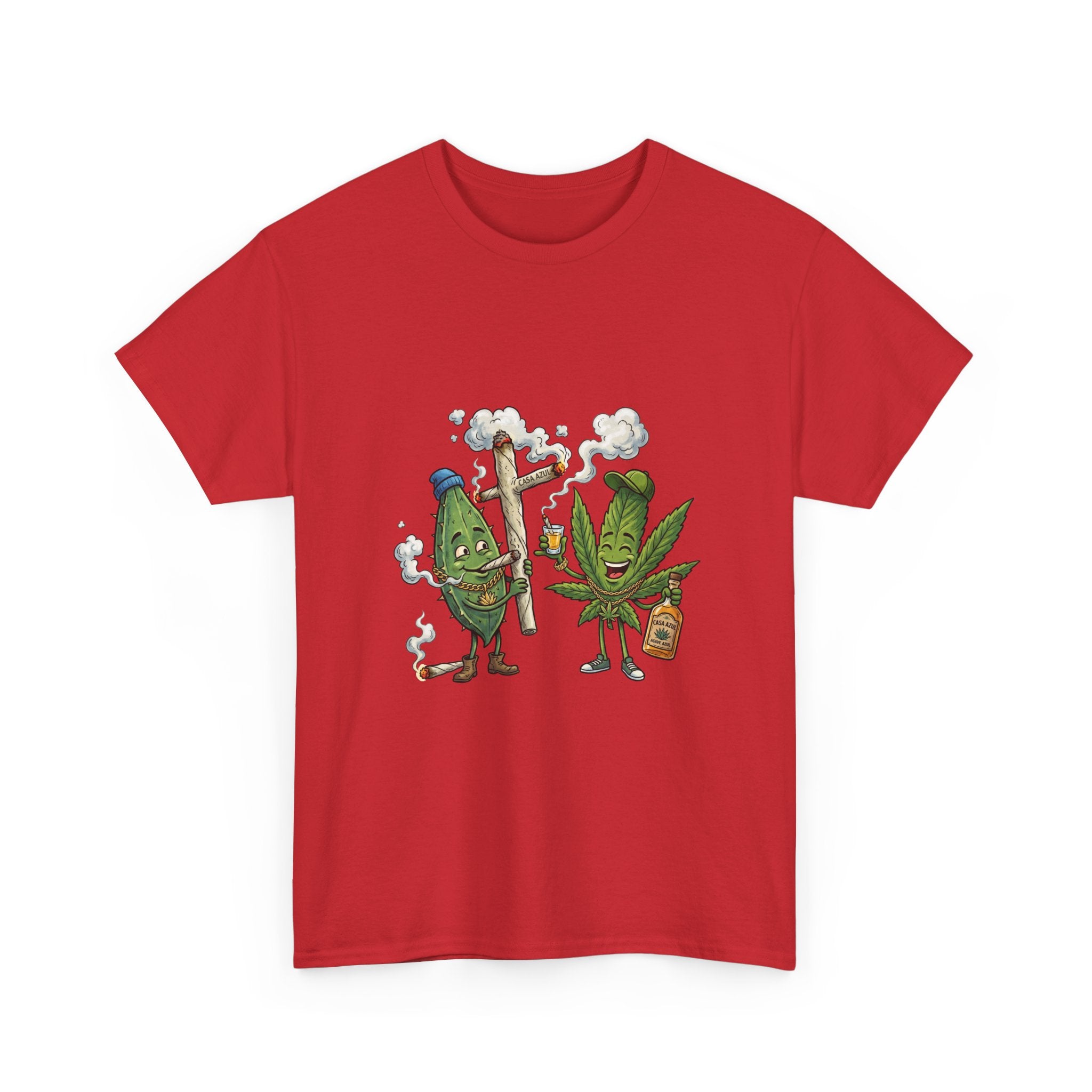 1 Tequila & Cannabis Buds Cartoon Tee — Funny Smoking Weed Plant Graphic T-Shirt