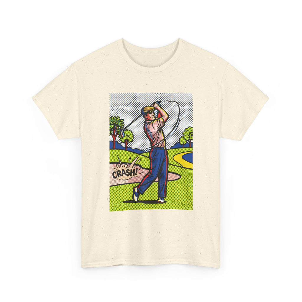 Golf Swing Pop Art T-Shirt — Vintage Comic 'Crash!' Graphic Tee