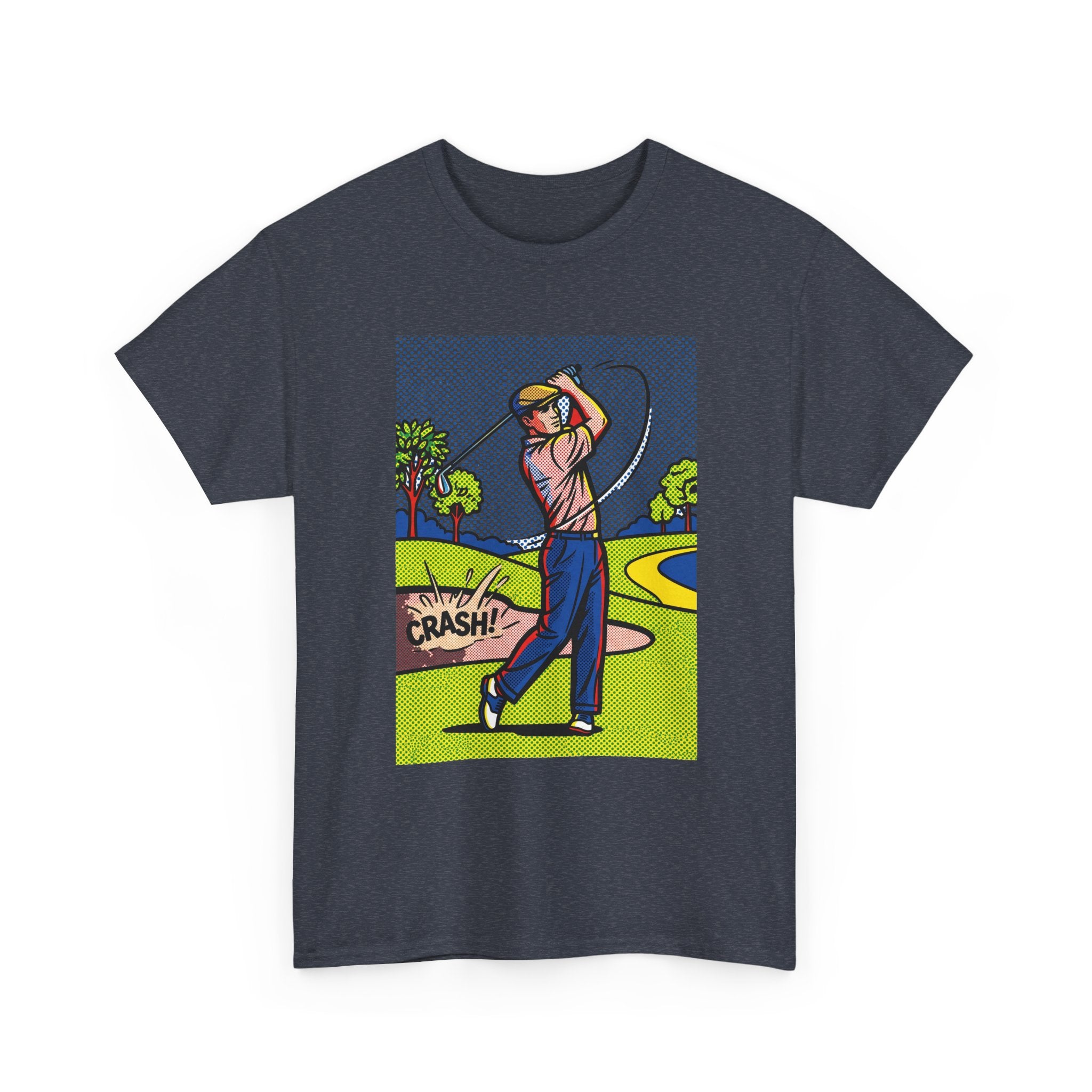 Golf Swing Pop Art T-Shirt — Vintage Comic 'Crash!' Graphic Tee
