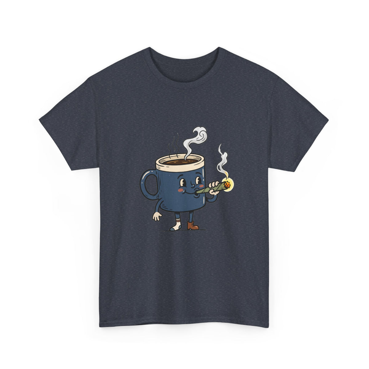 1 Coffee and a Joint Character Tee — Funny Smoking Joint Cartoon Shirt