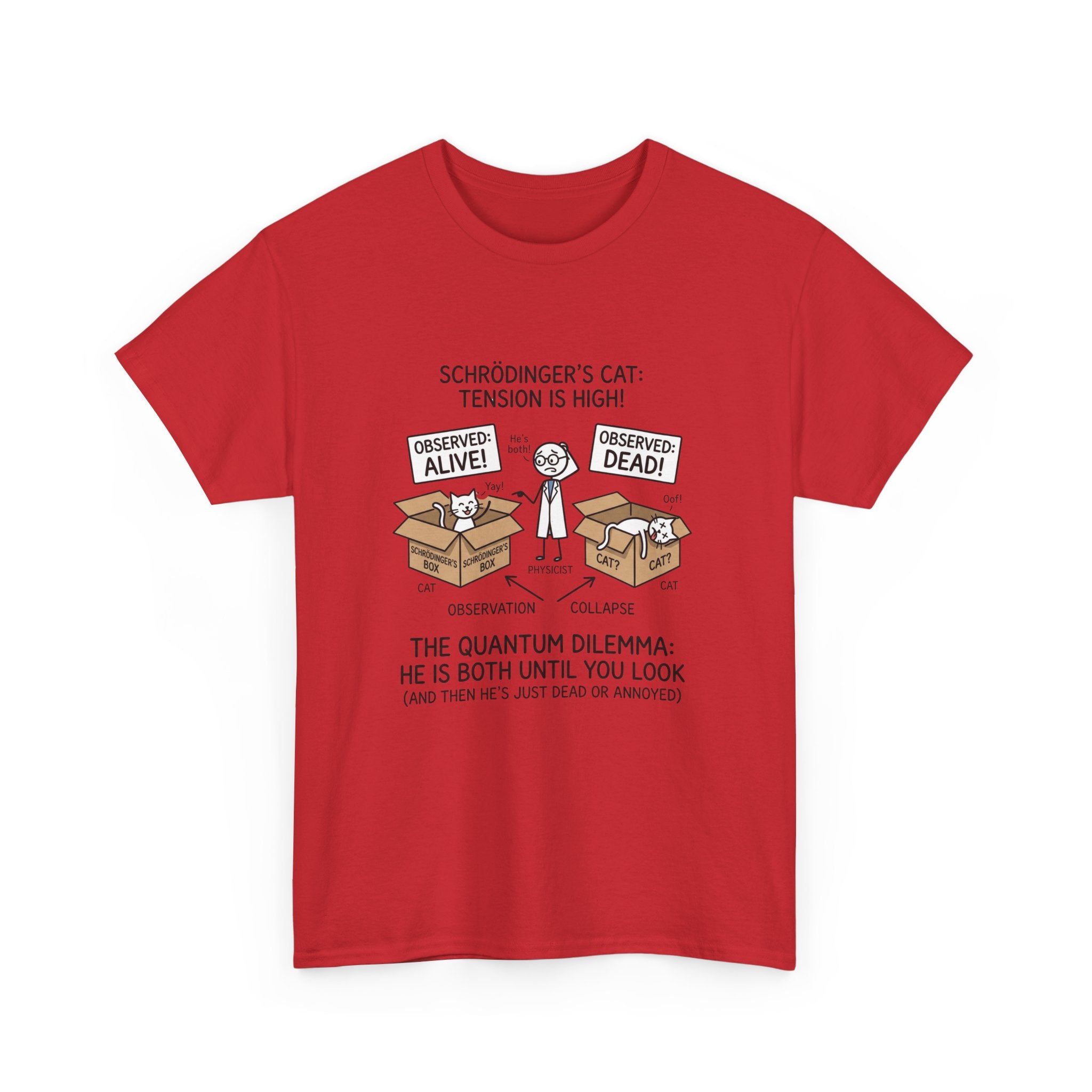Schrödinger's Cat Funny Science T-Shirt — Quantum Mechanics Humor Tee