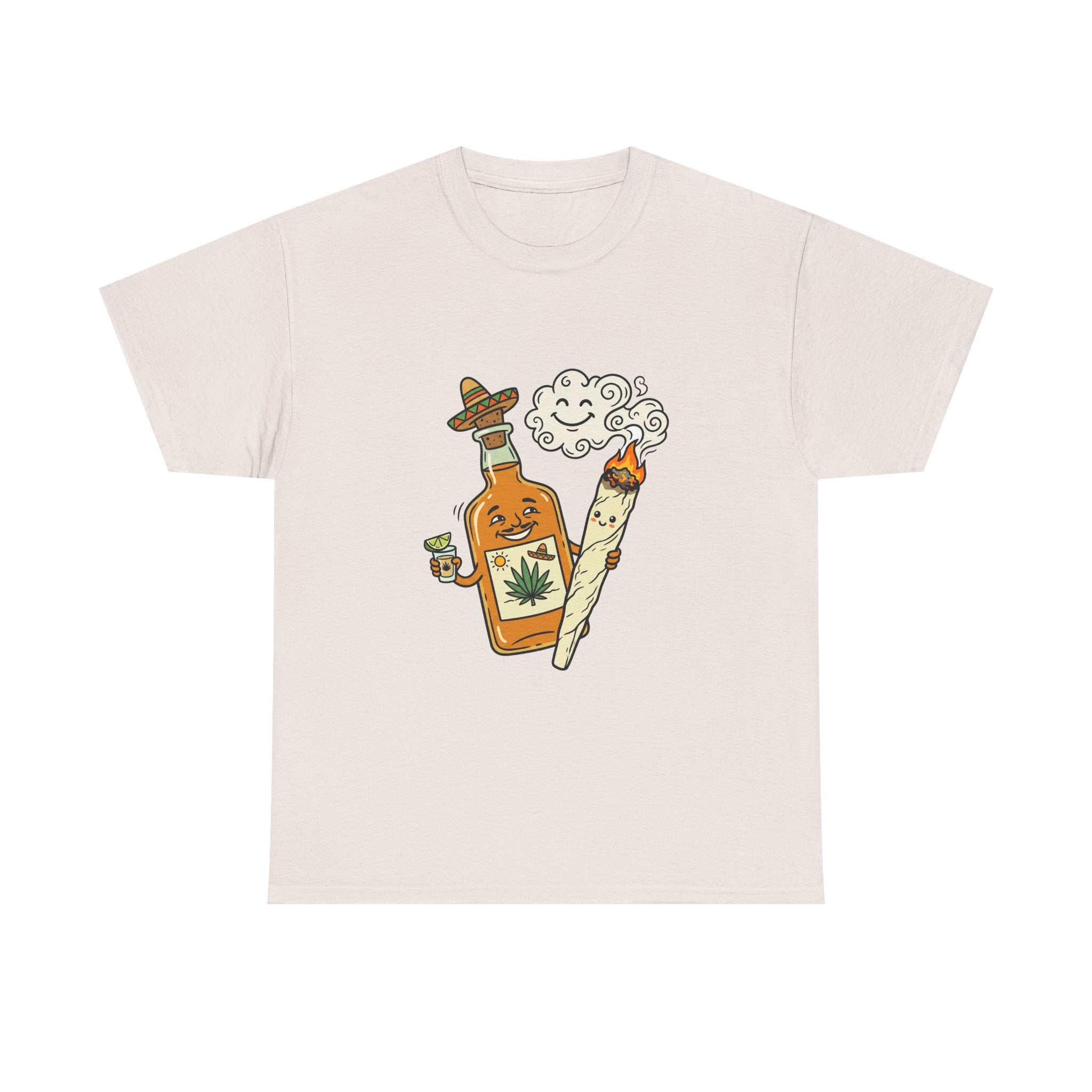 Cannabis & Tequila Tee — Funny Joint and Bottle Graphic T-Shirt