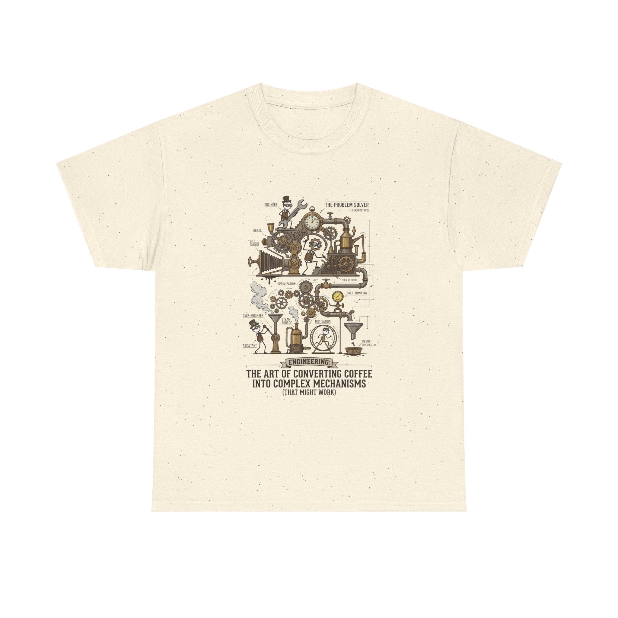 Steampunk Engineering T-Shirt — The Art of Converting Coffee Into Complex Mechanisms Graphic Tee