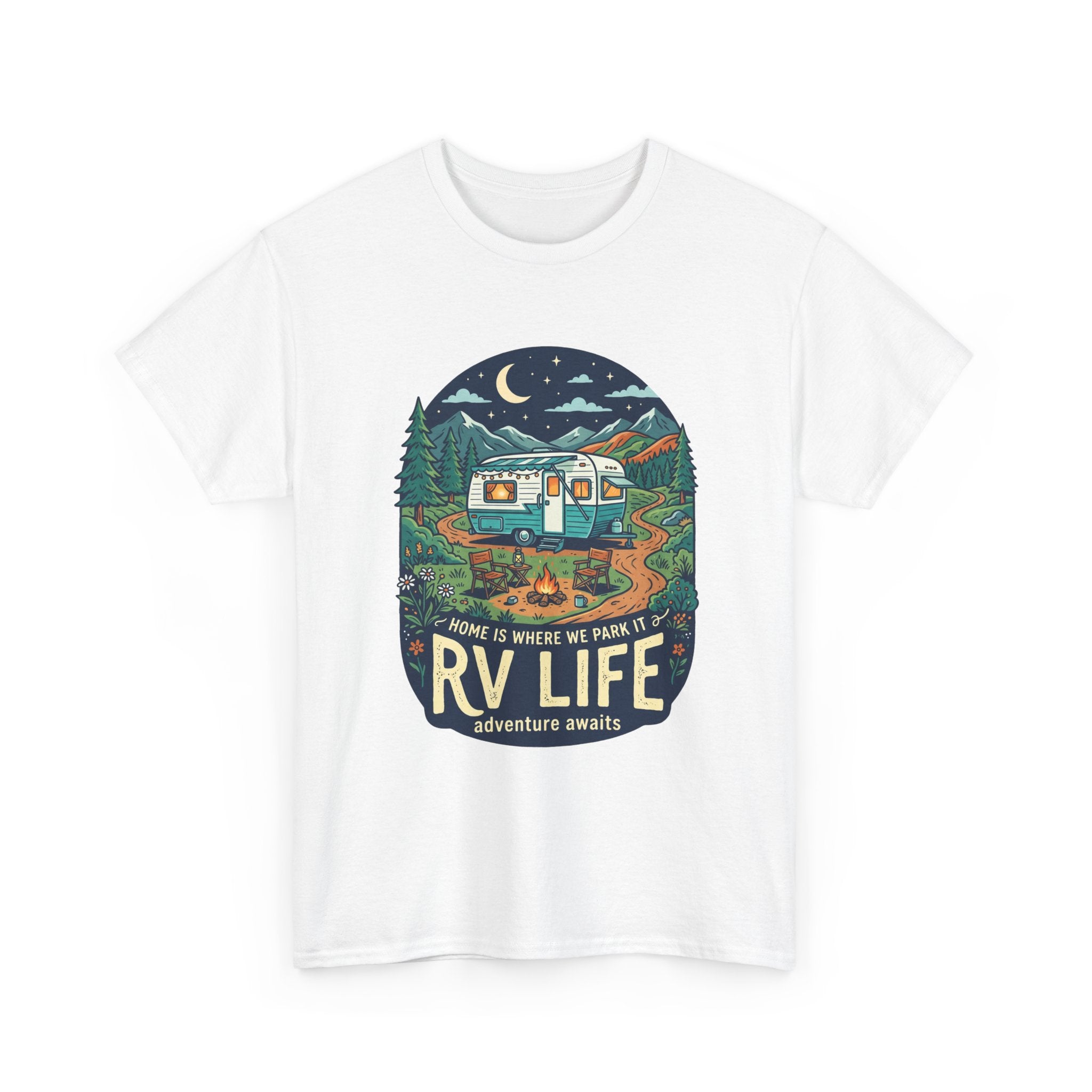 RV Life T-Shirt — Retro Camper Graphic Tee (“Home Is Where We Park It”)