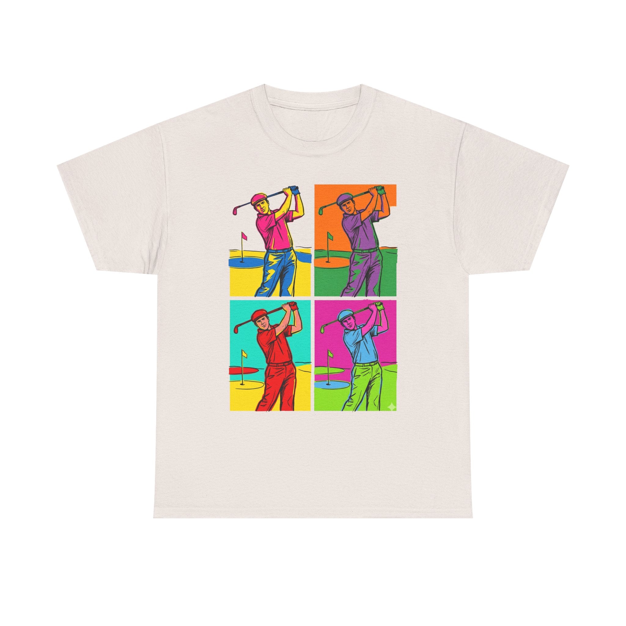 Golf Pop Art T-Shirt — Colorful Golfer Swing Graphic Tee