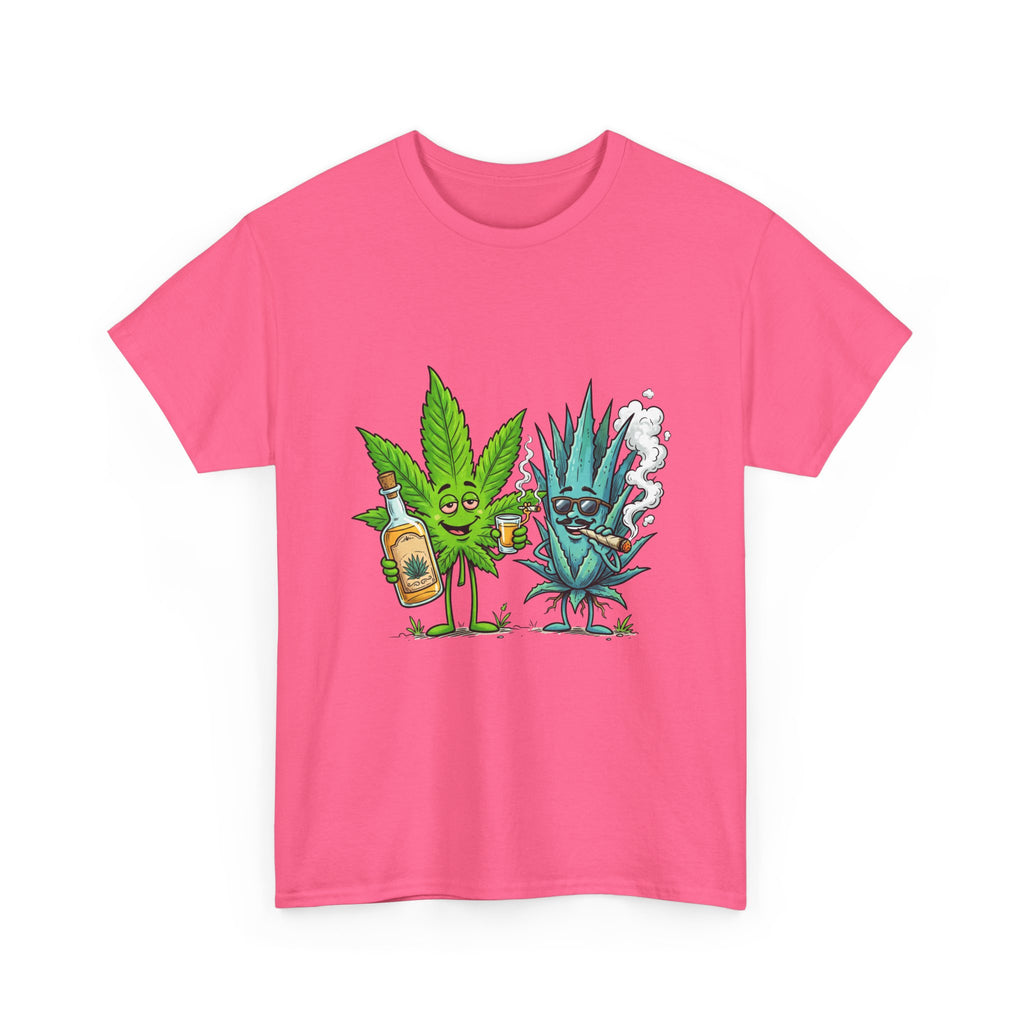 A Tequila & Cannabis Buds Friends T-Shirt — Funny Weed/Agave Leaf & Joint Graphic Tee