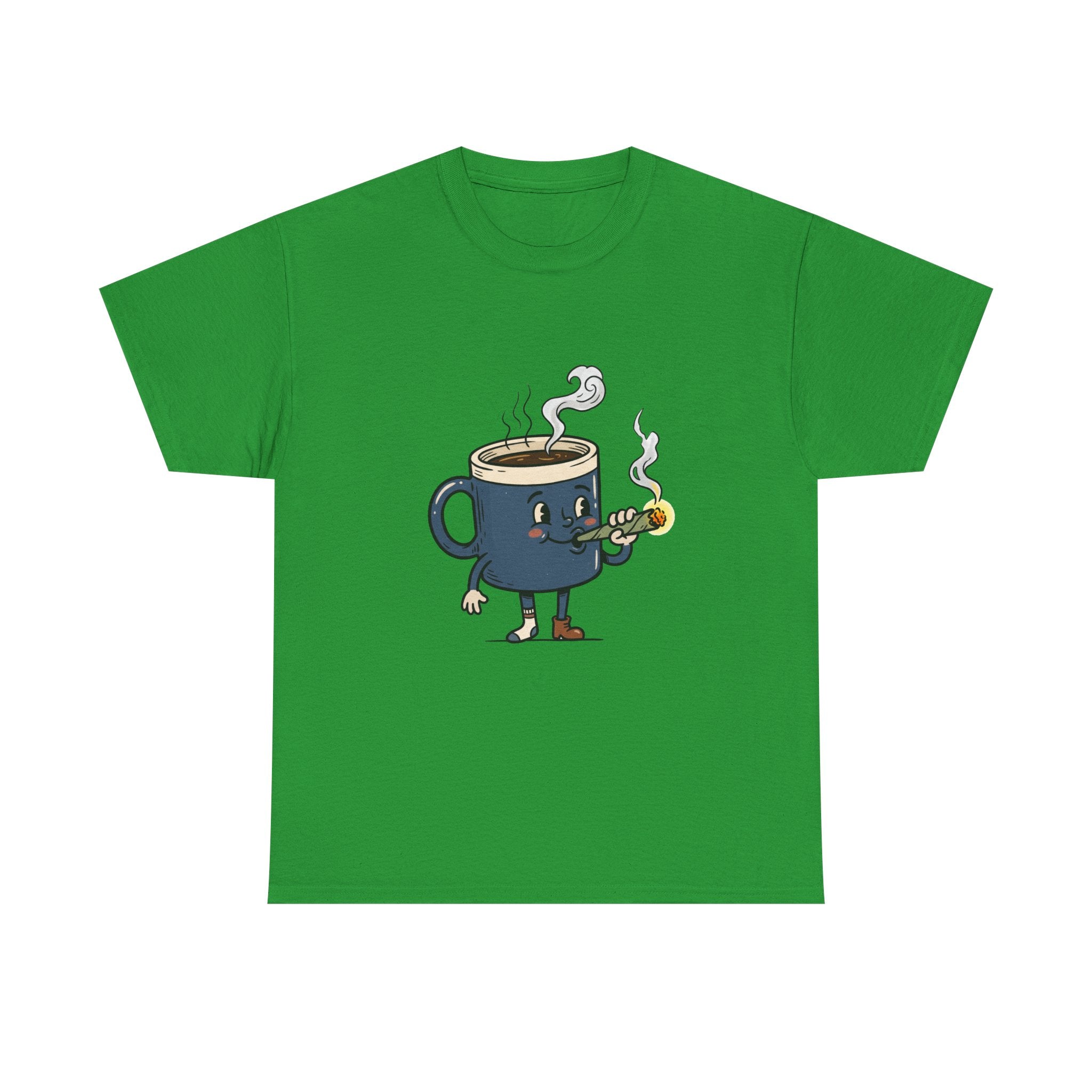 Coffee and a Joint Character Tee — Funny Smoking Joint Cartoon Shirt