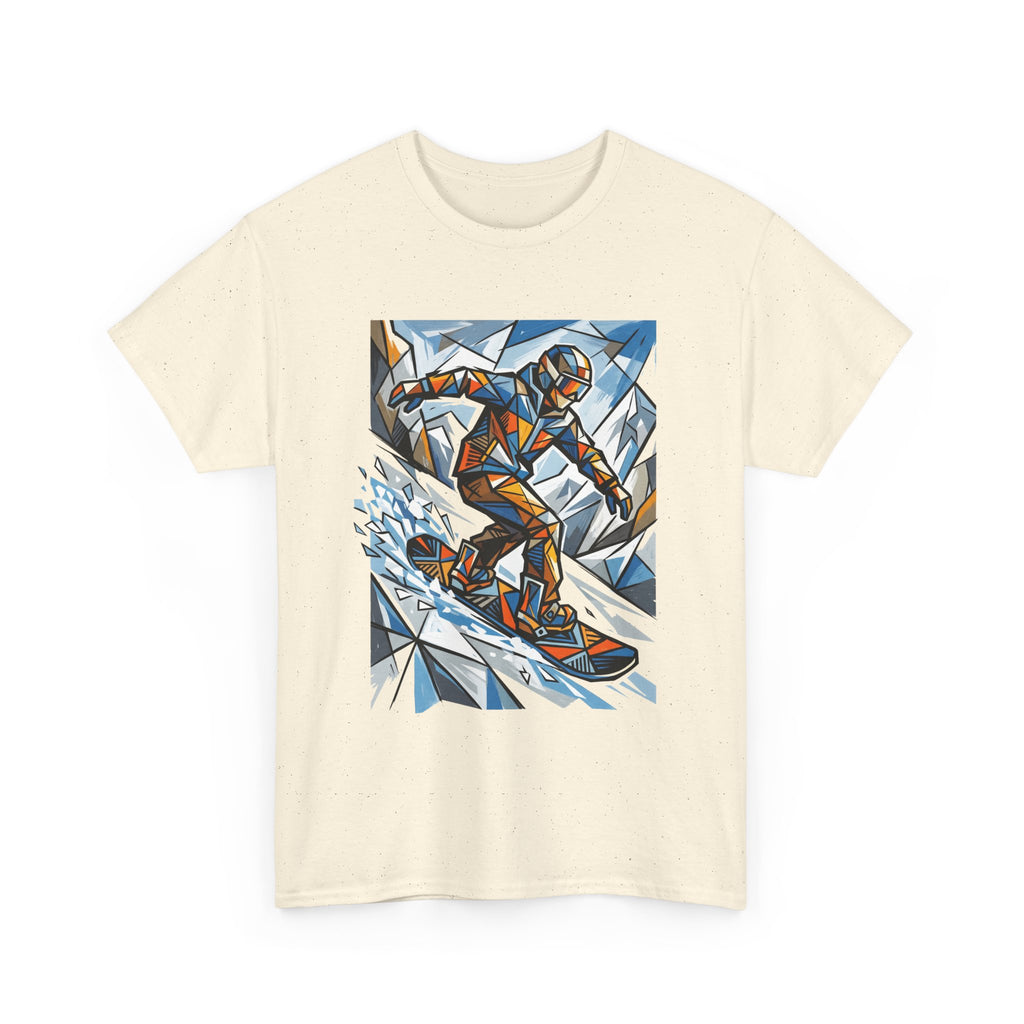 Snowboarder Geometric Art T-Shirt — Abstract Winter Sports Graphic Tee