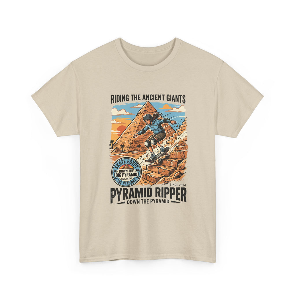 Pyramid Skateboarder T-Shirt — 'Riding the Ancient Giants' Vintage Surf Graphic