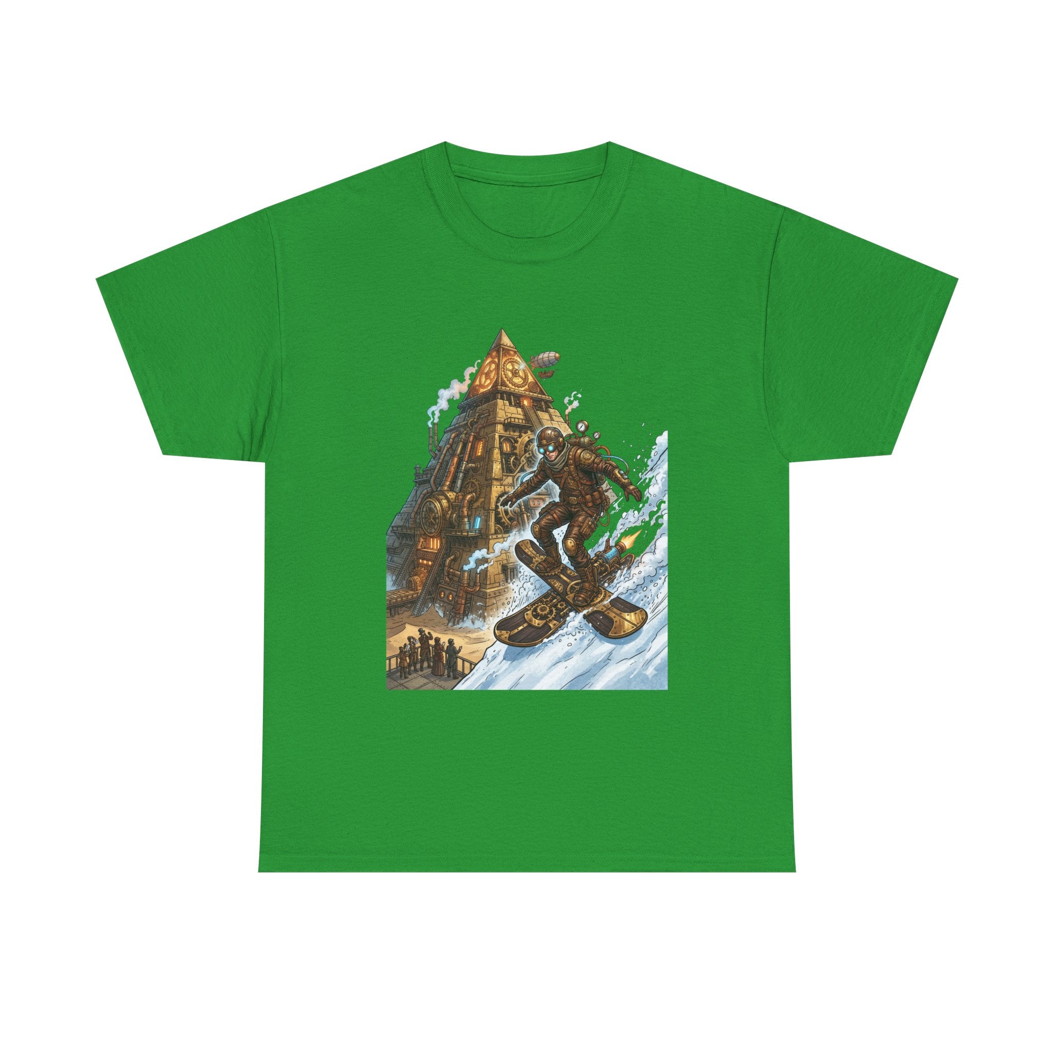 Steampunk Snowboard T‑Shirt — Retro Mountain Adventure Graphic Tee