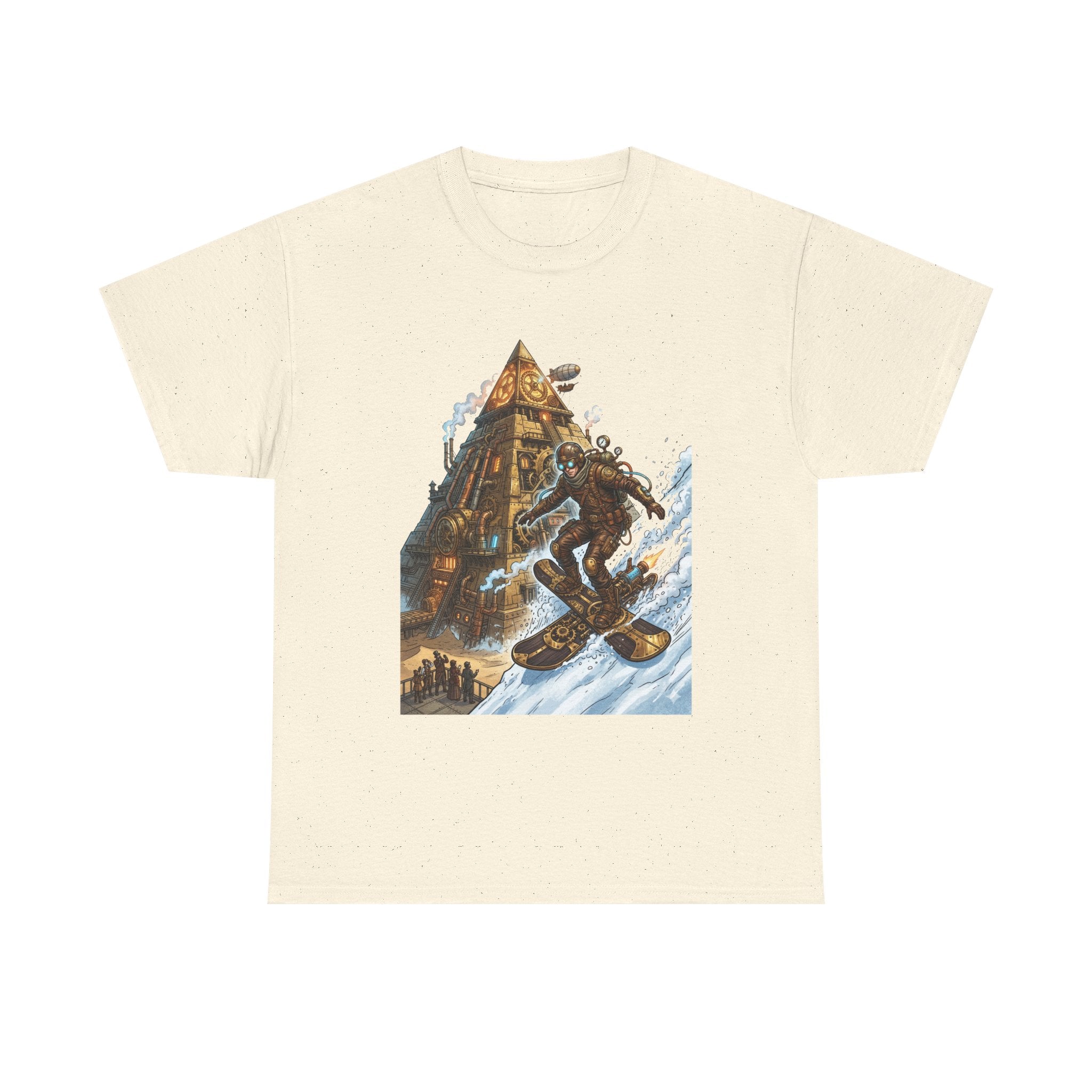 Steampunk Snowboard T‑Shirt — Retro Mountain Adventure Graphic Tee