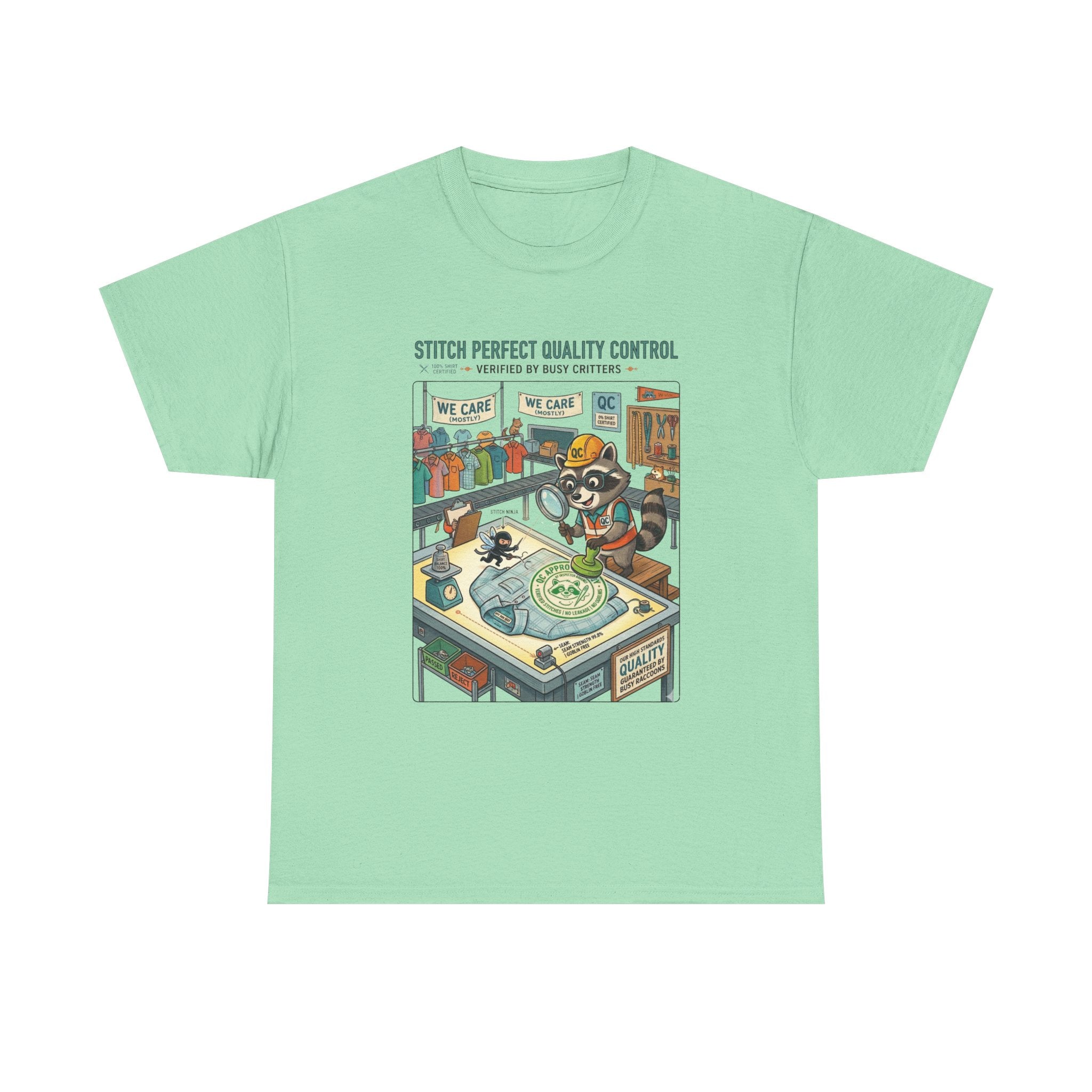 Quality Control Sewing Shirt — "Stitch Perfect" Tailor Cartoon Tee