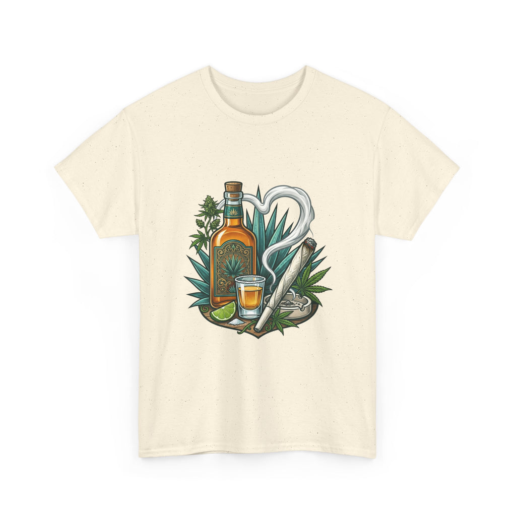Tequila Bottle & Joint T‑Shirt — Agave Lime Margarita Design